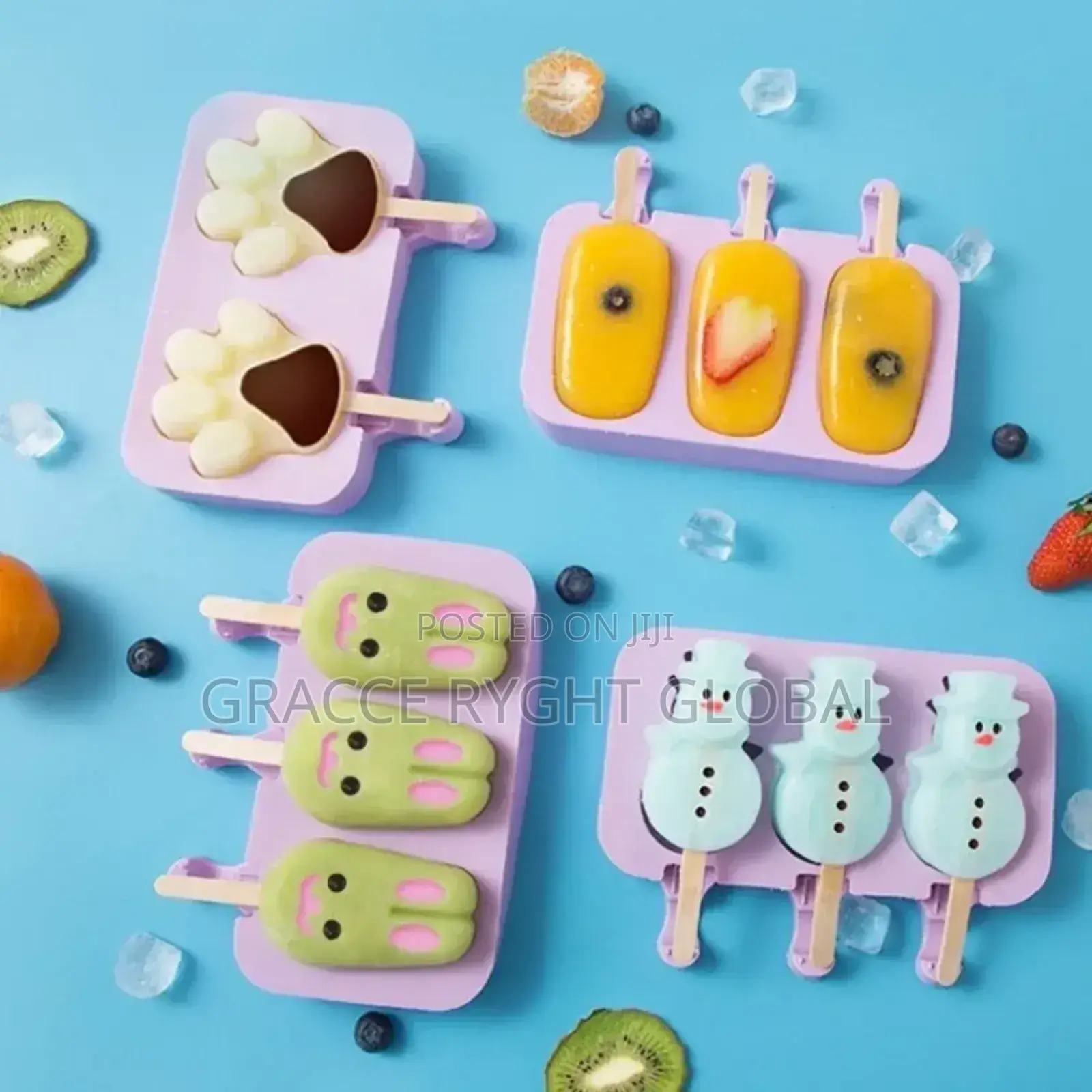 Silicone Cartoon Popsicles Mold With Lid