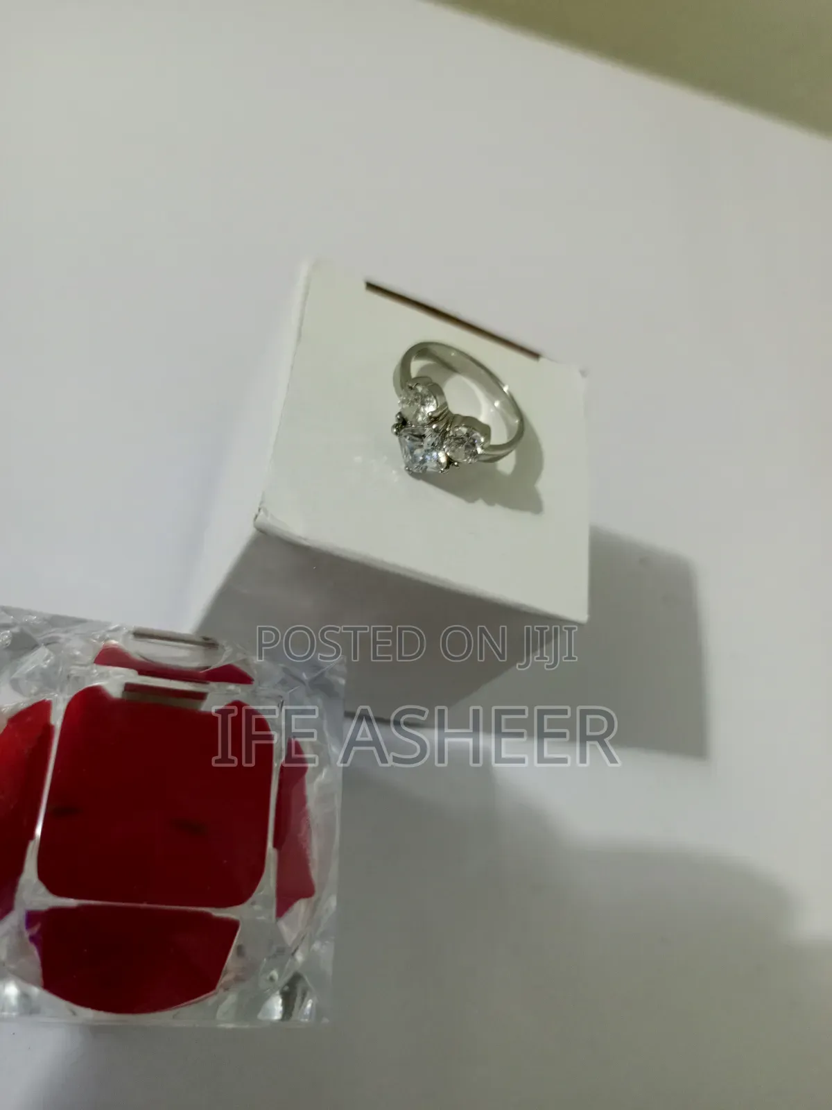 US Sterling Silver Heart Stone Ladies Proposal Ring 0005