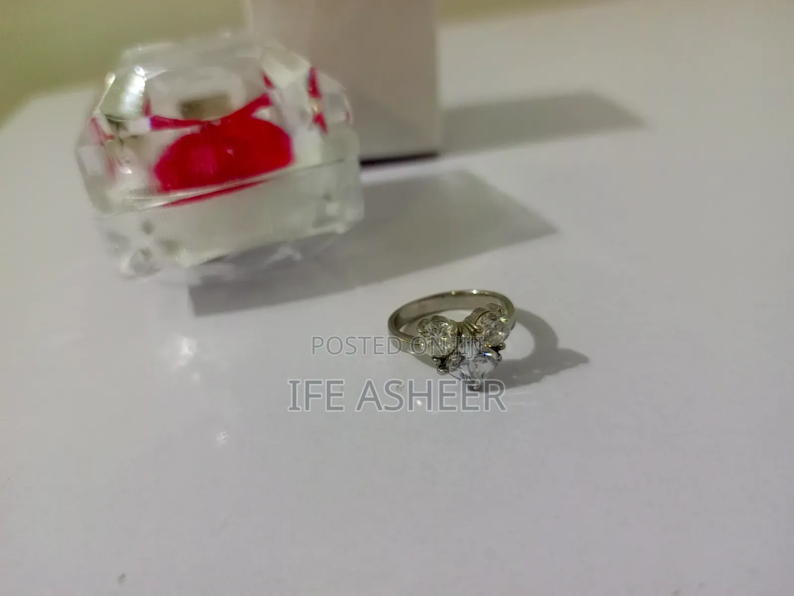 US Sterling Silver Heart Stone Ladies Proposal Ring 0005
