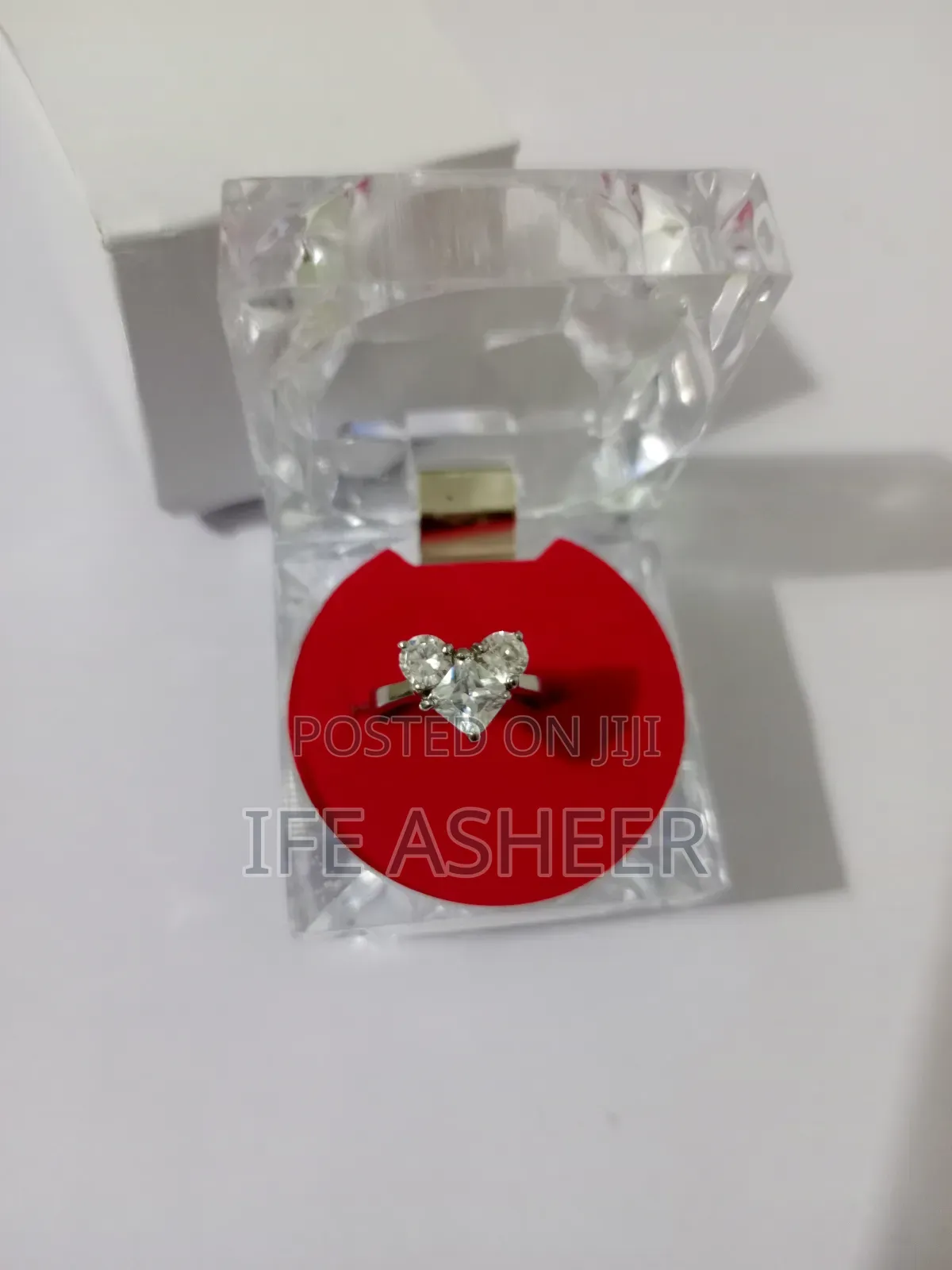 US Sterling Silver Heart Stone Ladies Proposal Ring 0005