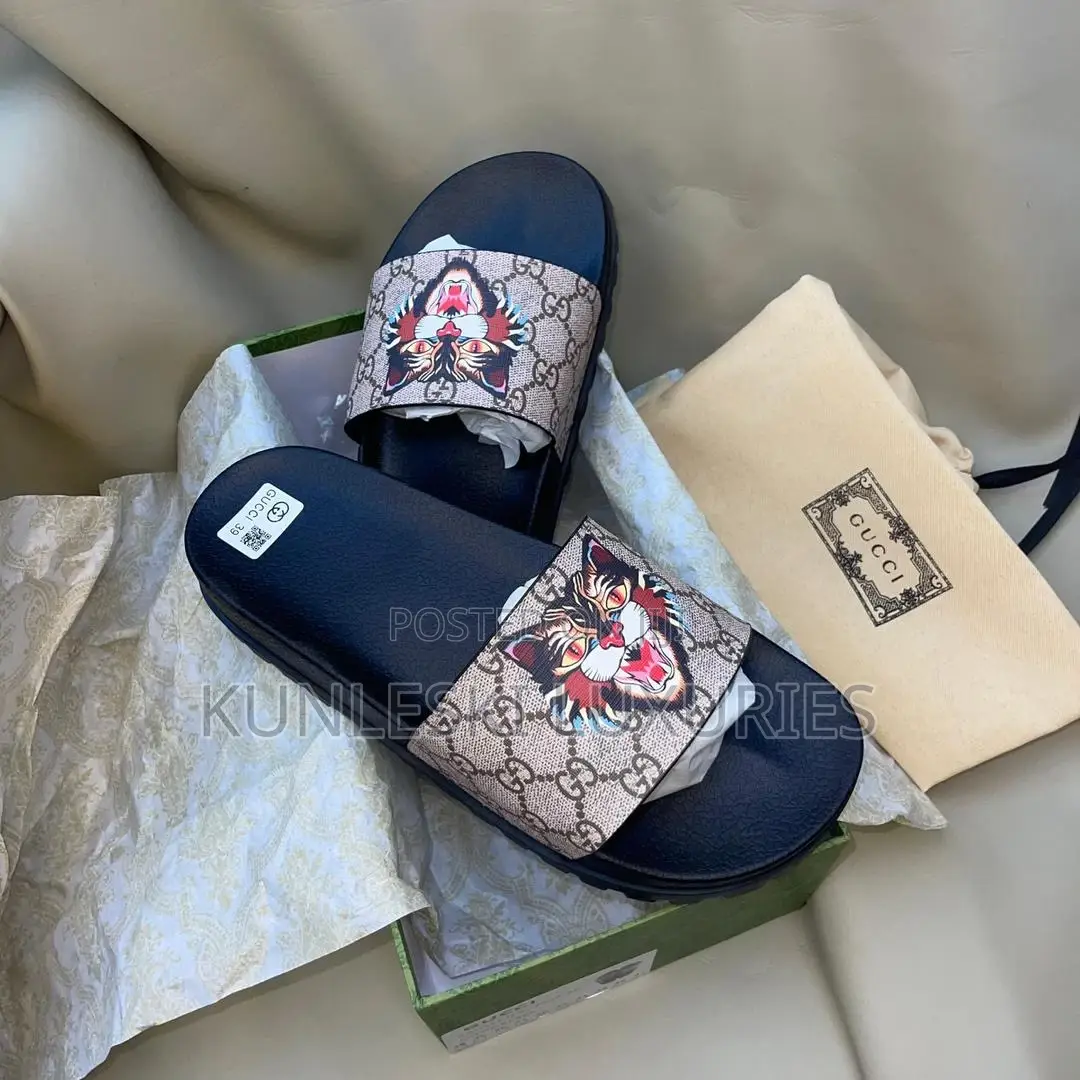 Original New Gucci Leather Slides Collection