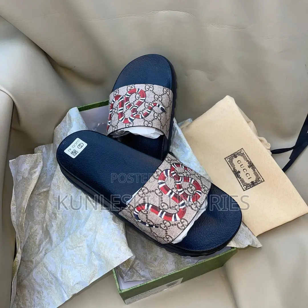 Original New Gucci Leather Slides Collection