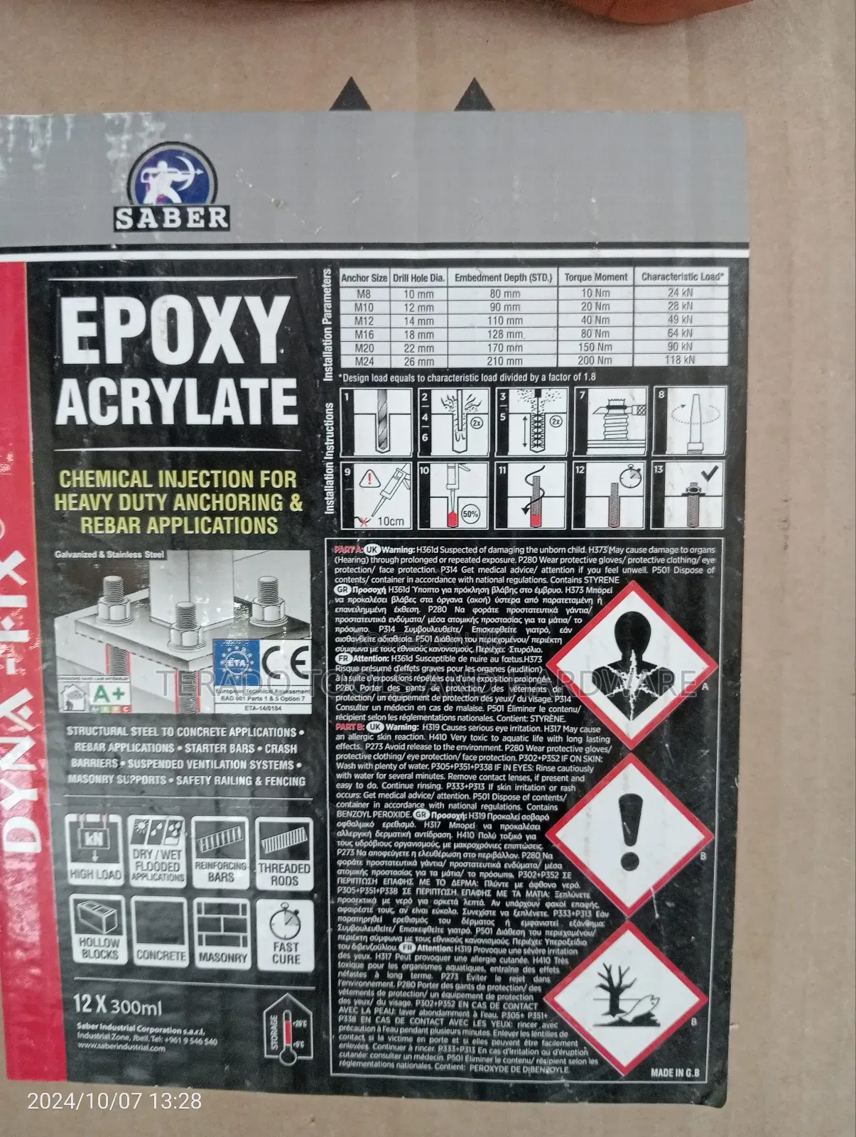 Chemical Anchor Expoxy (Made in G.B)