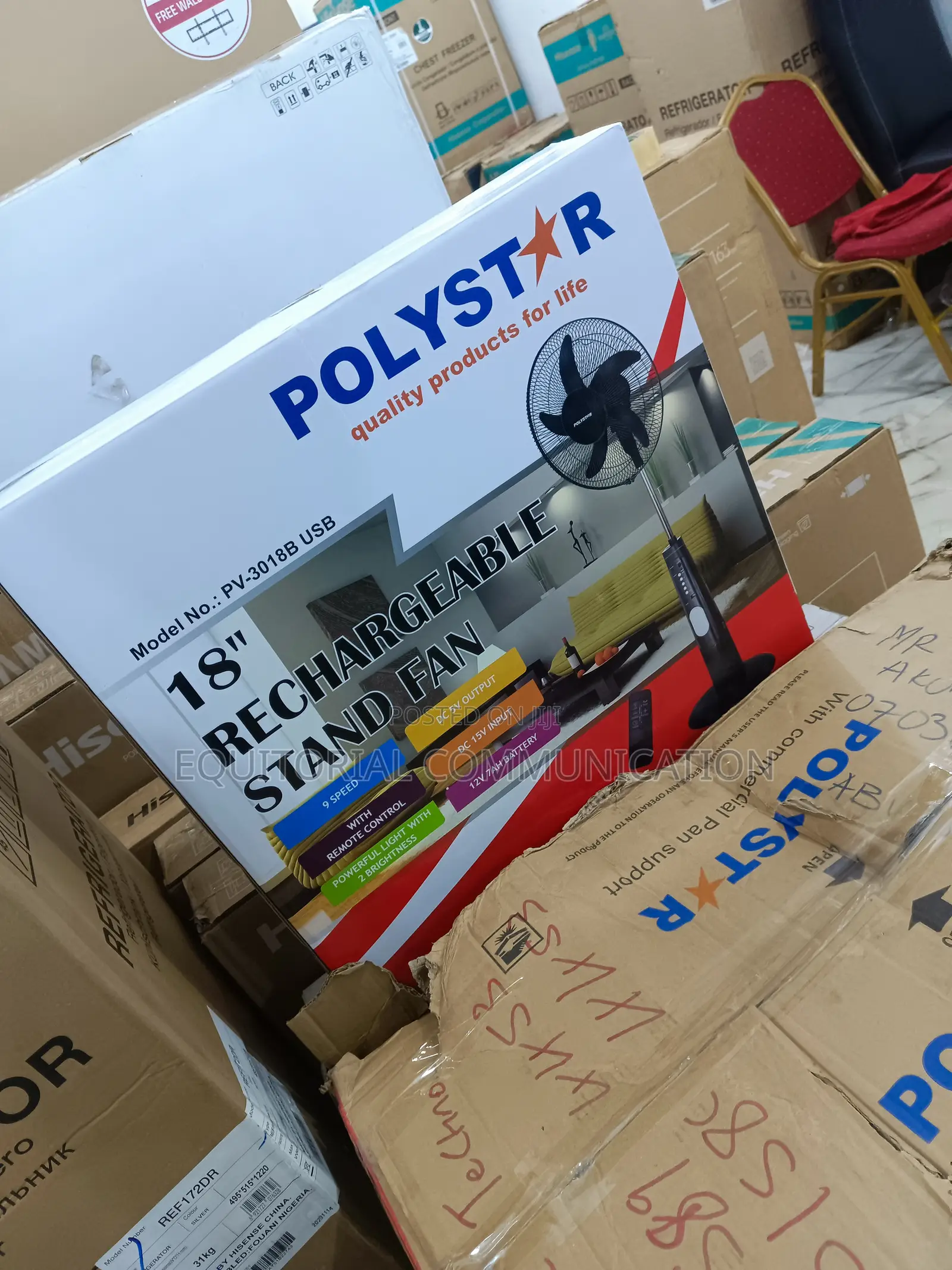 Polystar Standard Rechargeable 18" Stand Fan Pv-3018b