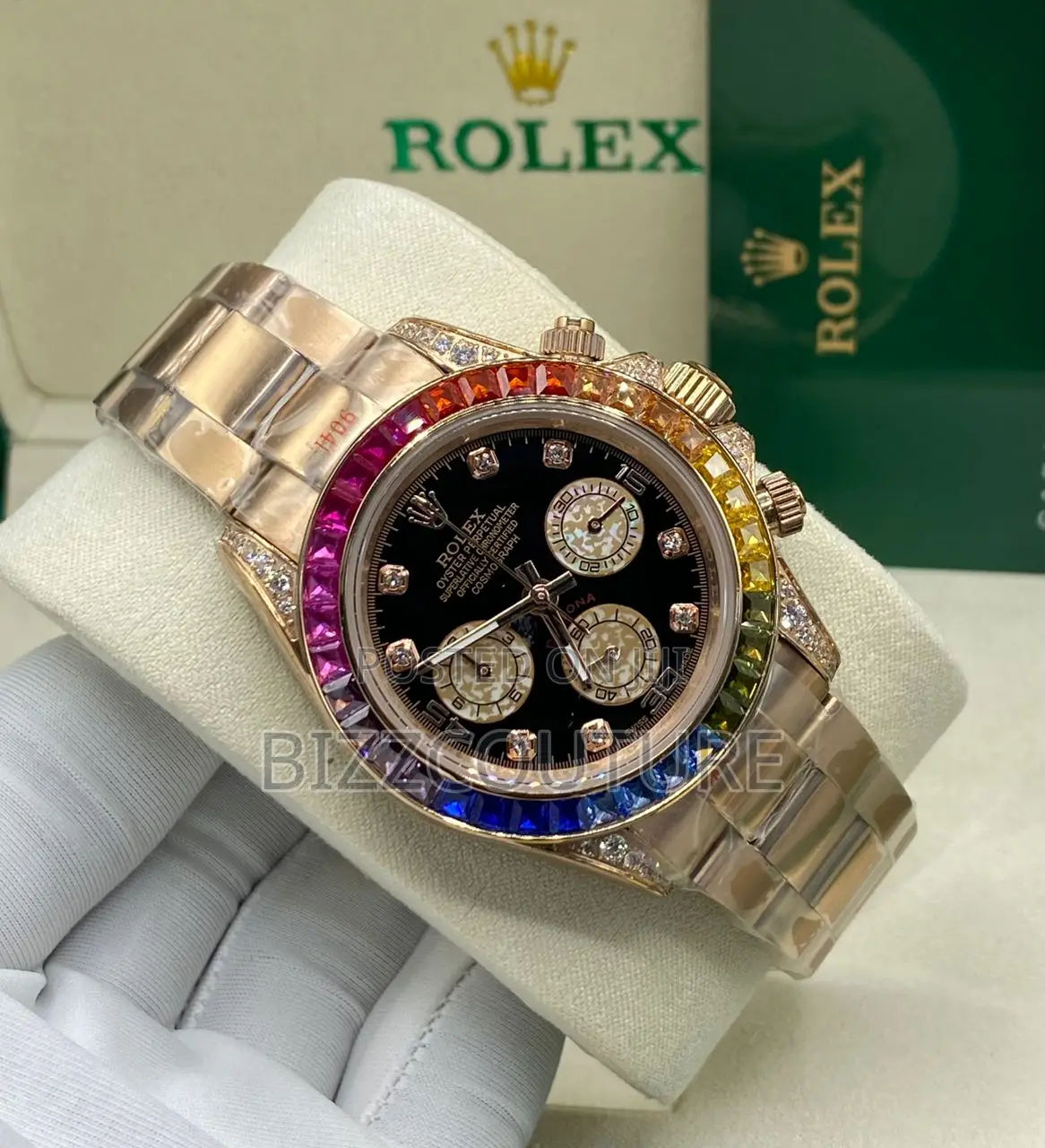 Original Rolex Oyster Perpetual Chronograph Gold Chain Watch