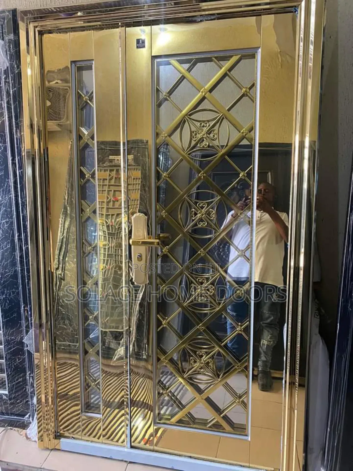 Golden Steel Glass Door