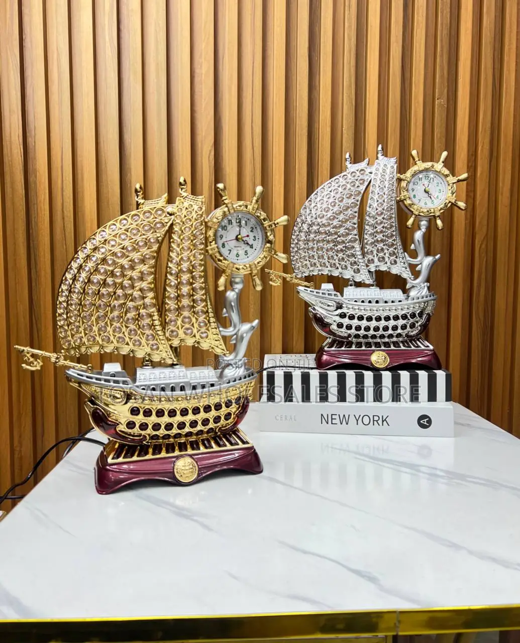 Bejeweled Ship Clock Decor