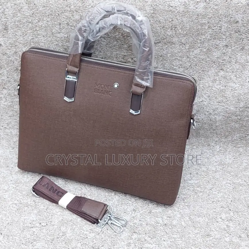 Mont Blanc Quality Luxury Men Genuine Leather Laptop Bag