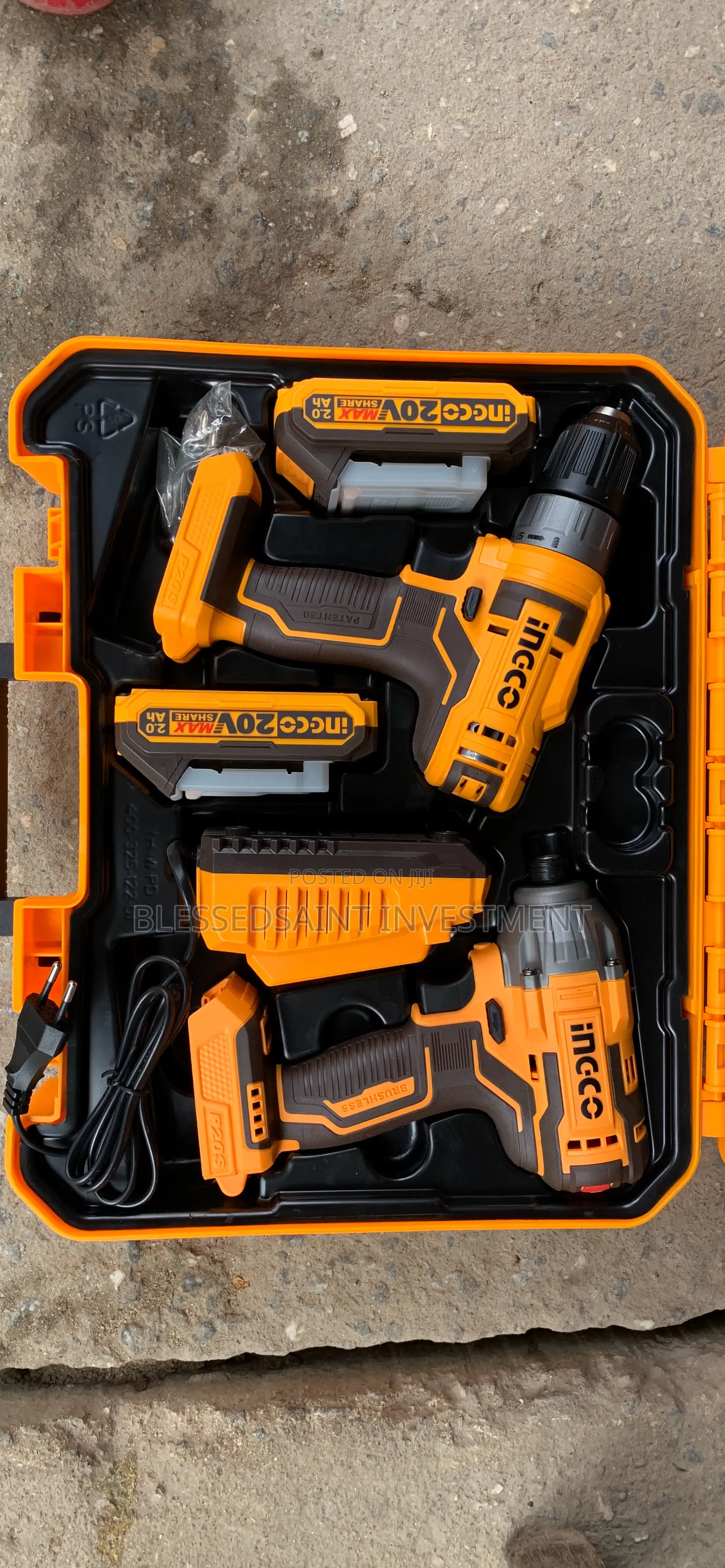 Ingco 20v Lithium-Ion Cordless 2 Pec Combo Kit Impact Screw