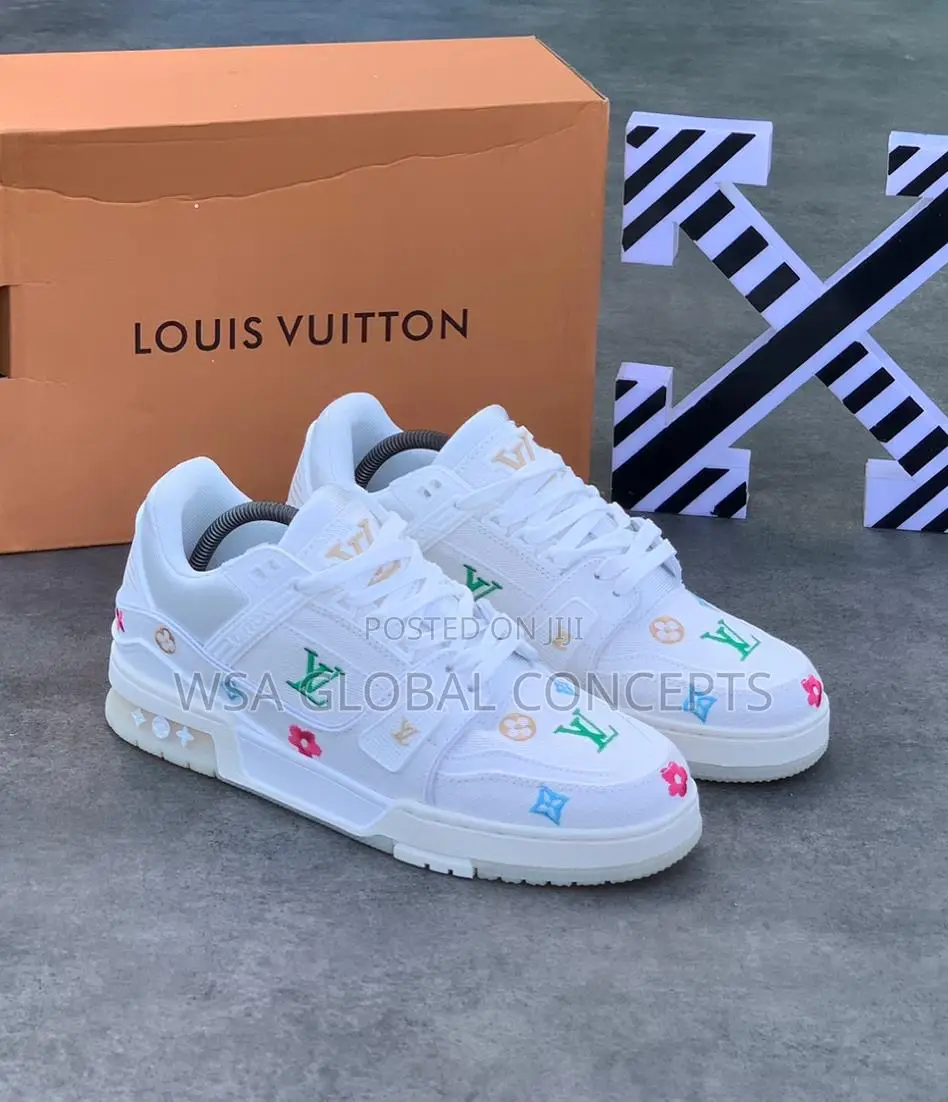 Luios Vuitton Print Denim White Jean Sneakers
