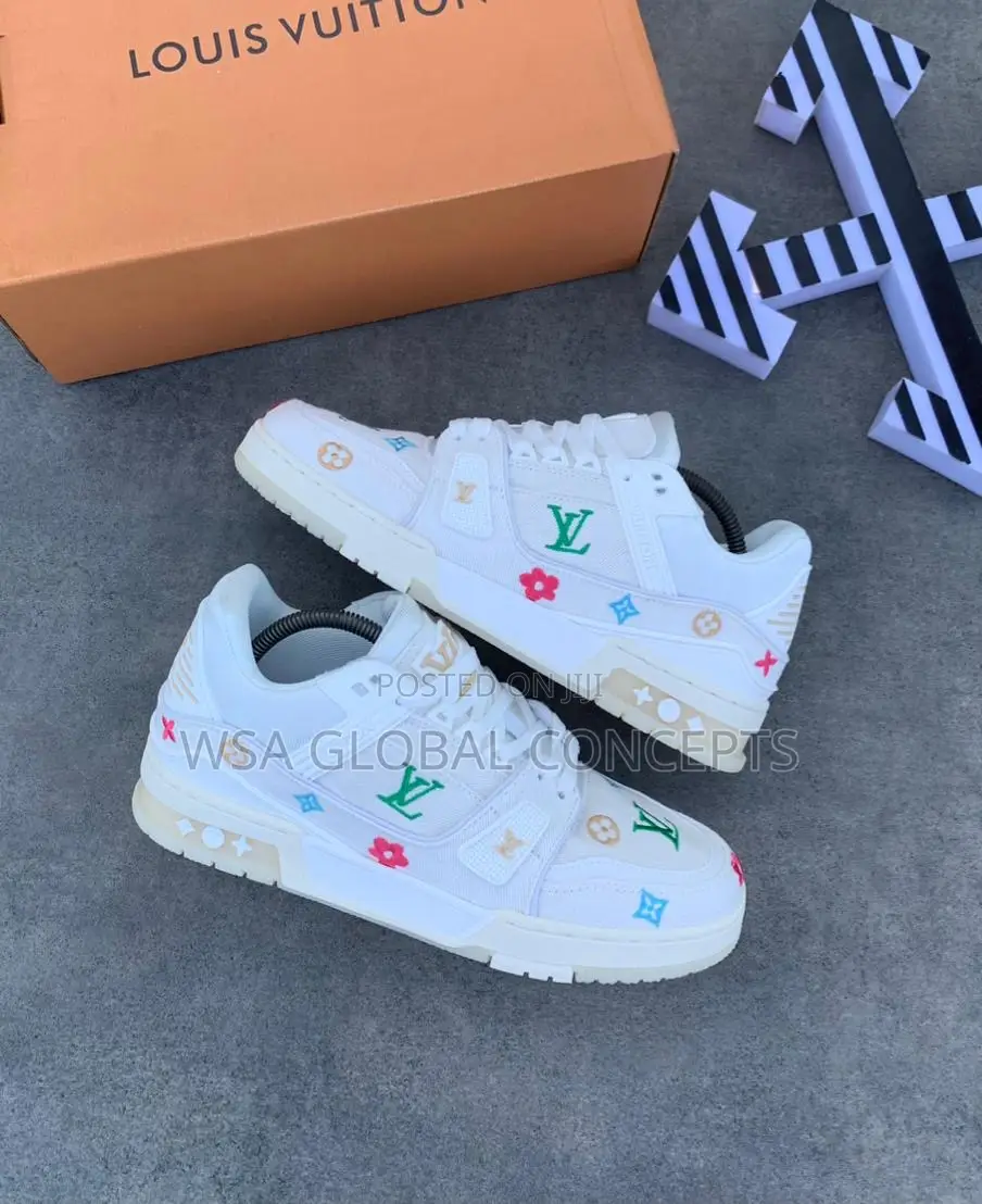 Luios Vuitton Print Denim White Jean Sneakers