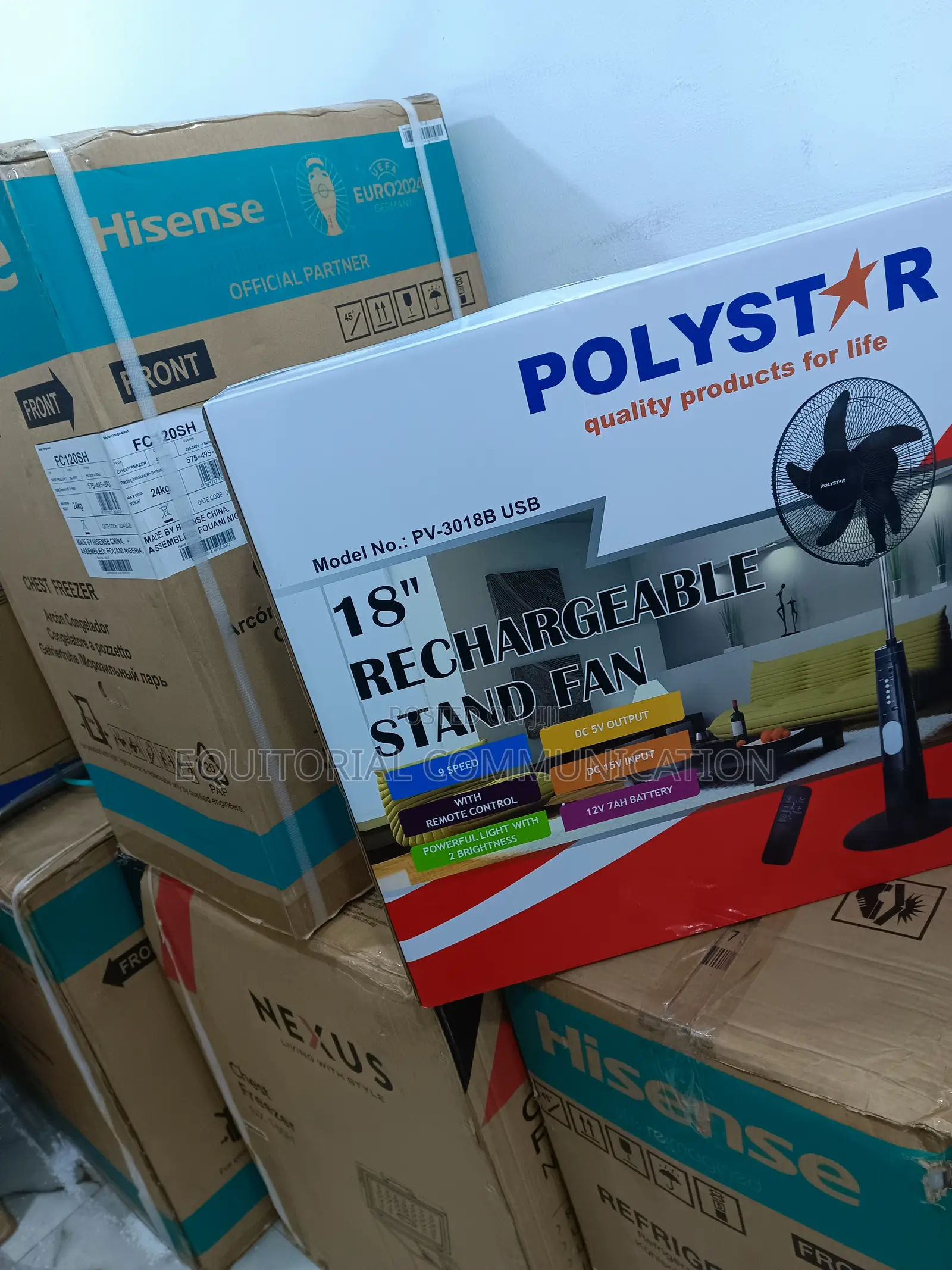 Polystar 360 Air Flow Rechargeable 18" Stand Fan