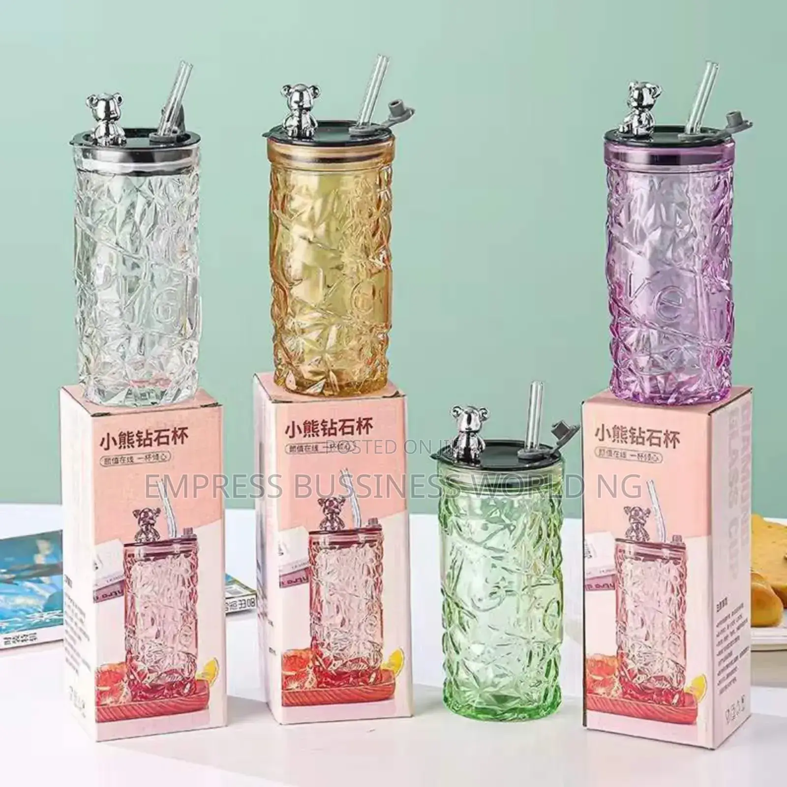 Smoothie Glass Cups With Straw