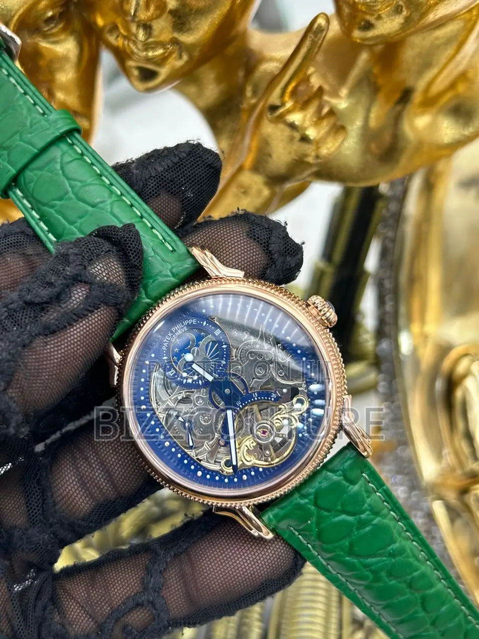 Original Patek Philippe Genev Mechanical Green Leather Watch