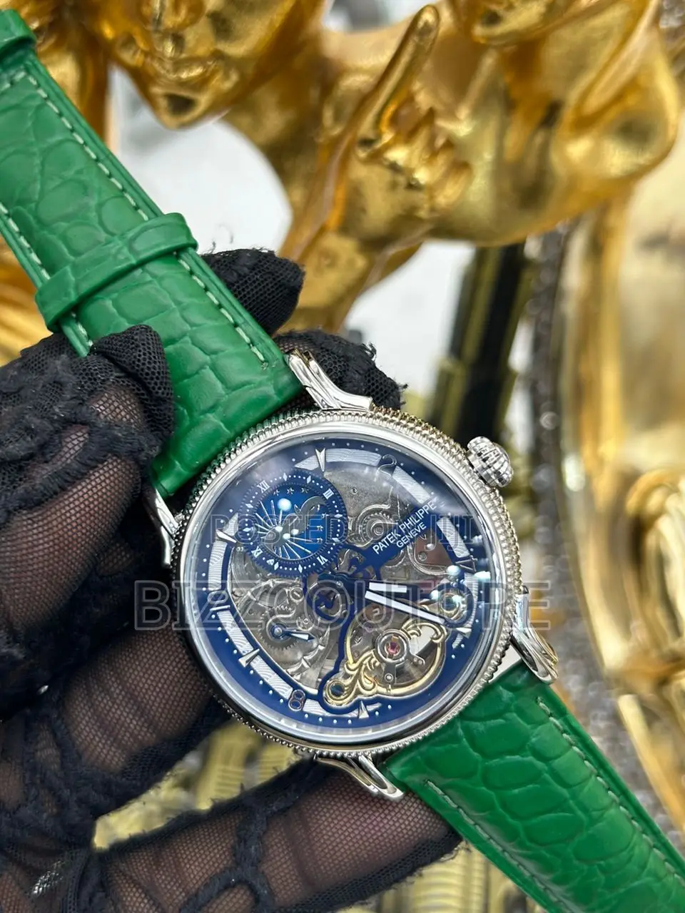 Original Patek Philippe Genev Mechanical Green Leather Watch