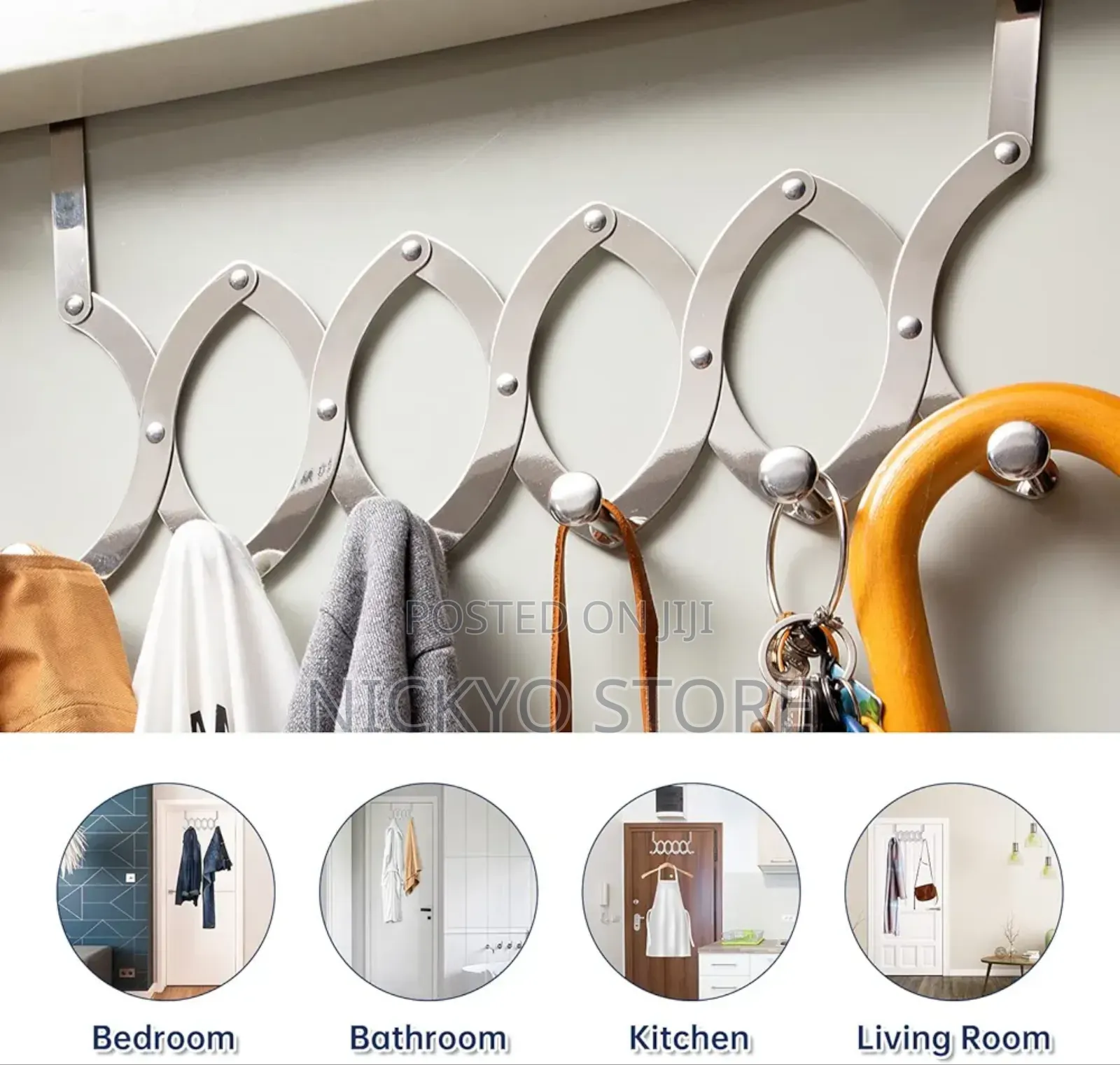 Stainless Steel Over the Door Hook Adjustable Door Hanger