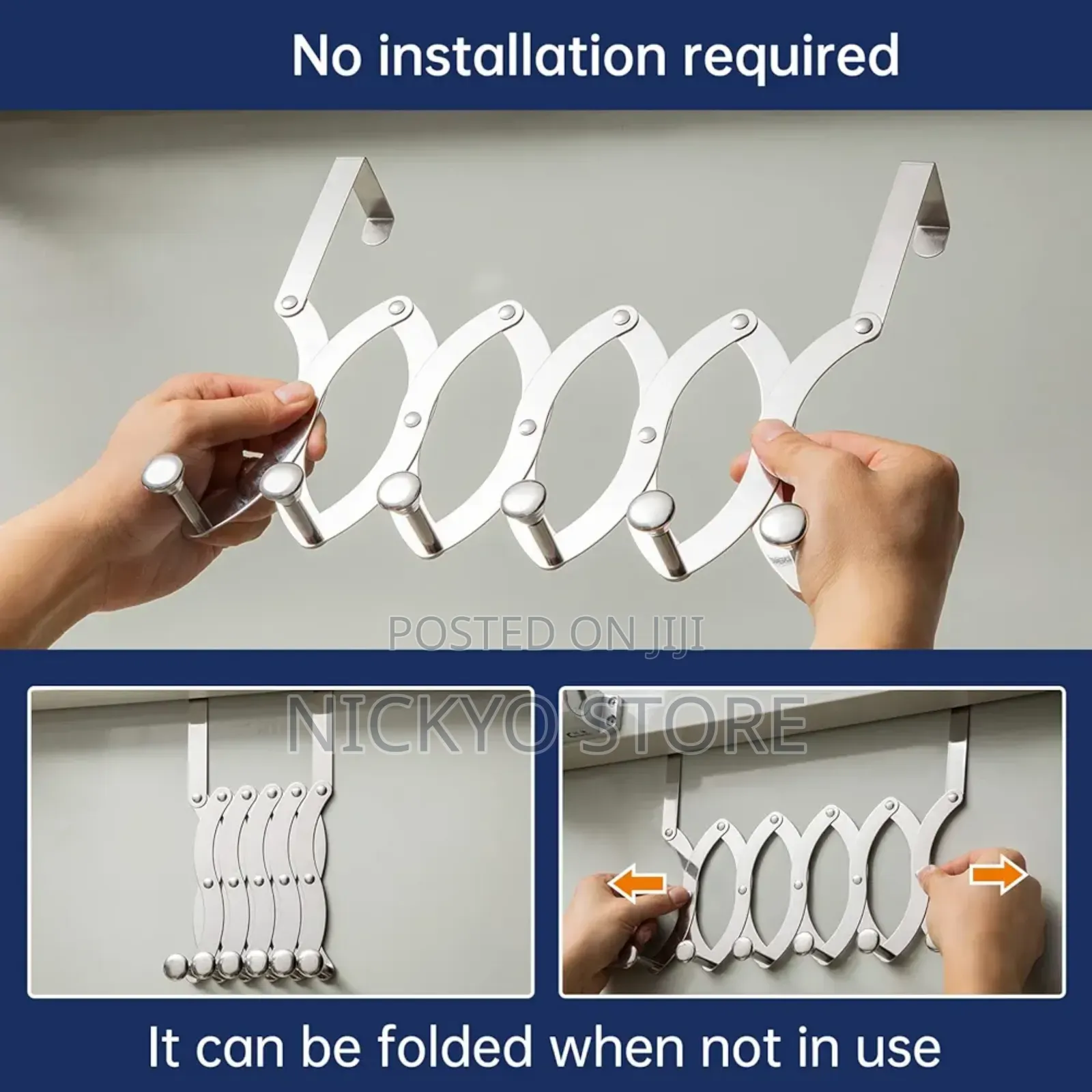 Stainless Steel Over the Door Hook Adjustable Door Hanger