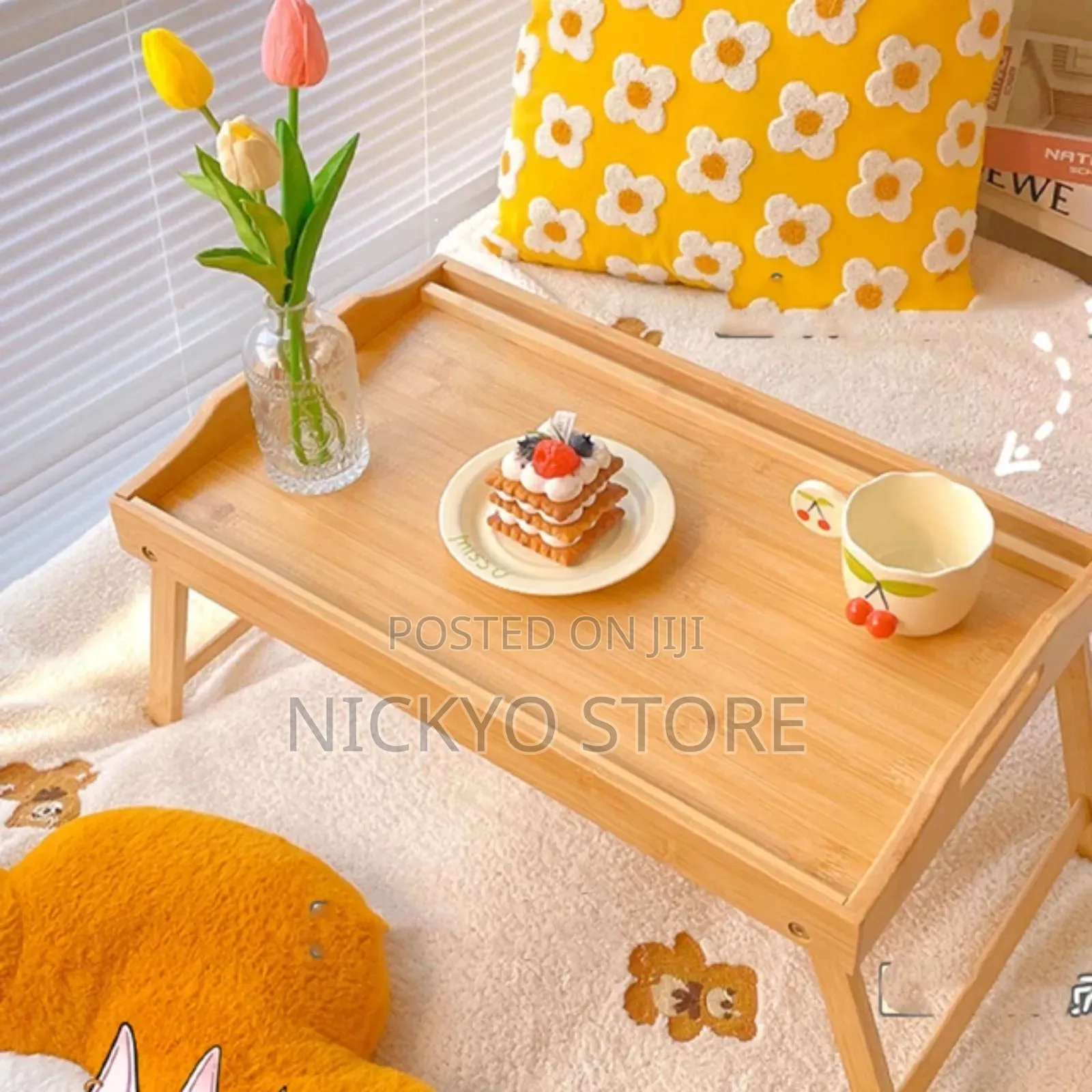 Portable Bamboo Bed Tray Table With Foldable Legs