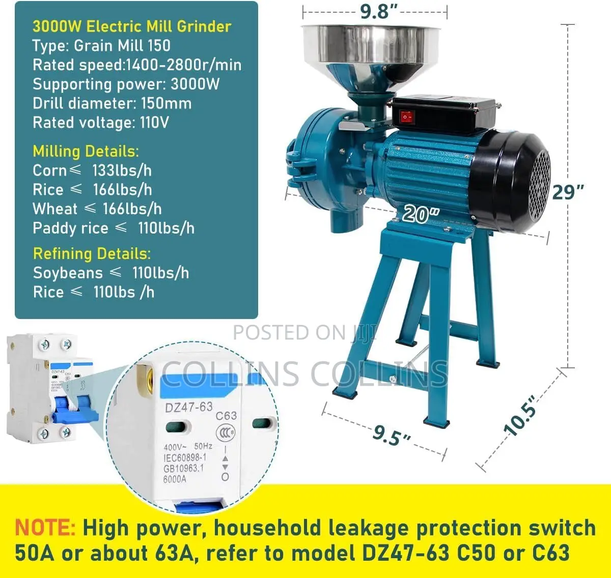 Electric Wet and Dry Grinding Machine