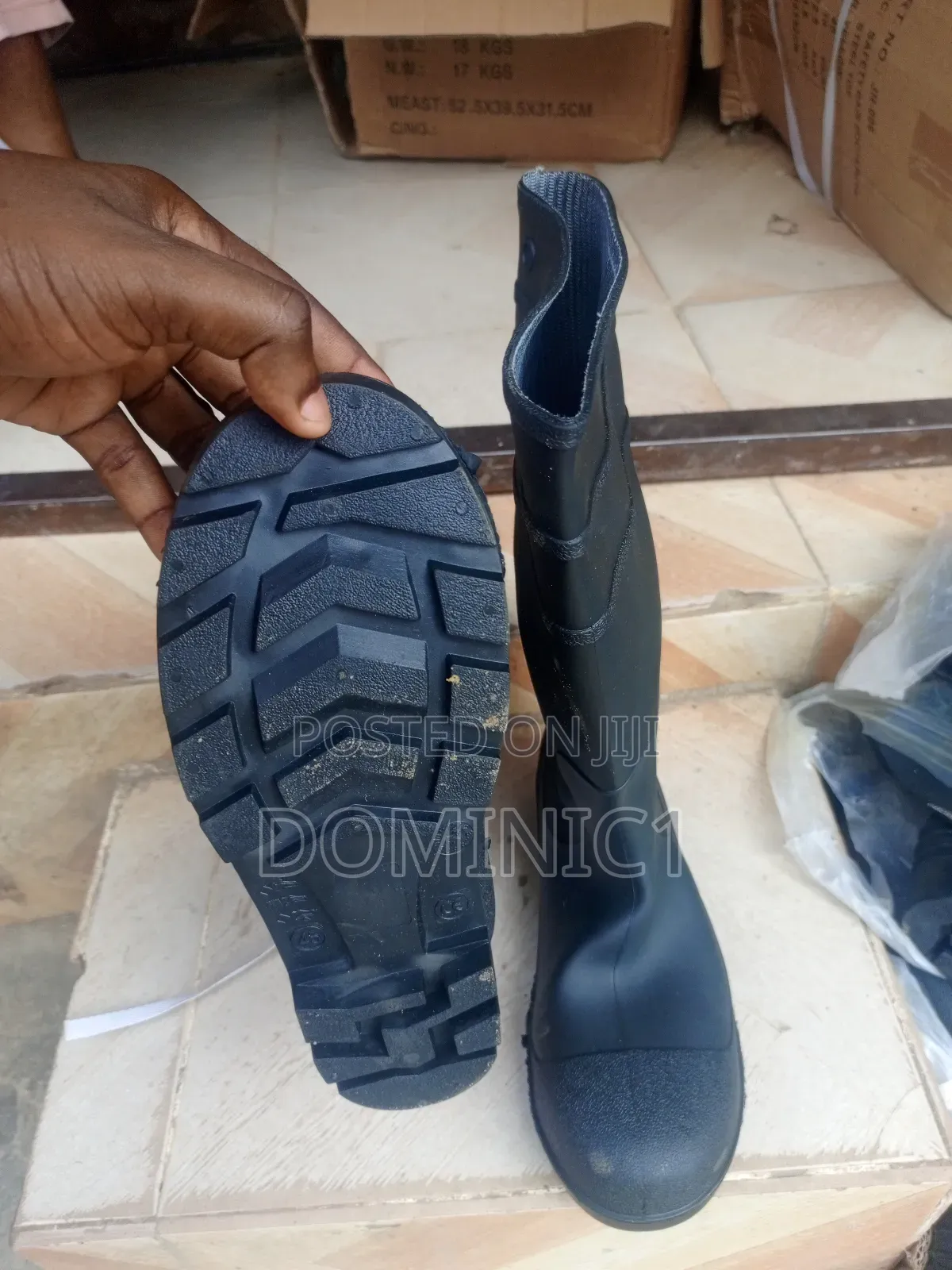 Black Safety Rain Boot