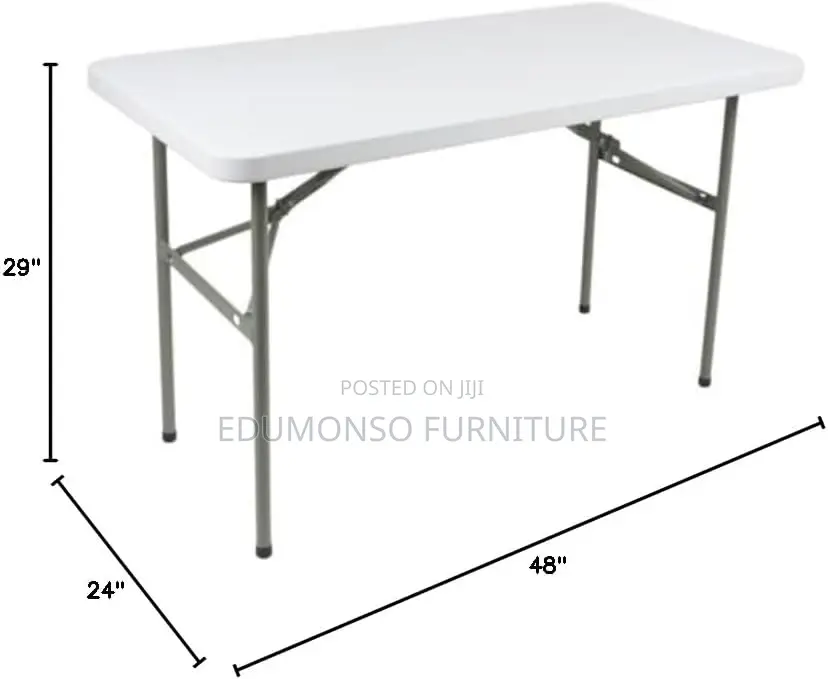 4 Feet Plastic Table With Foldable Metal Legs