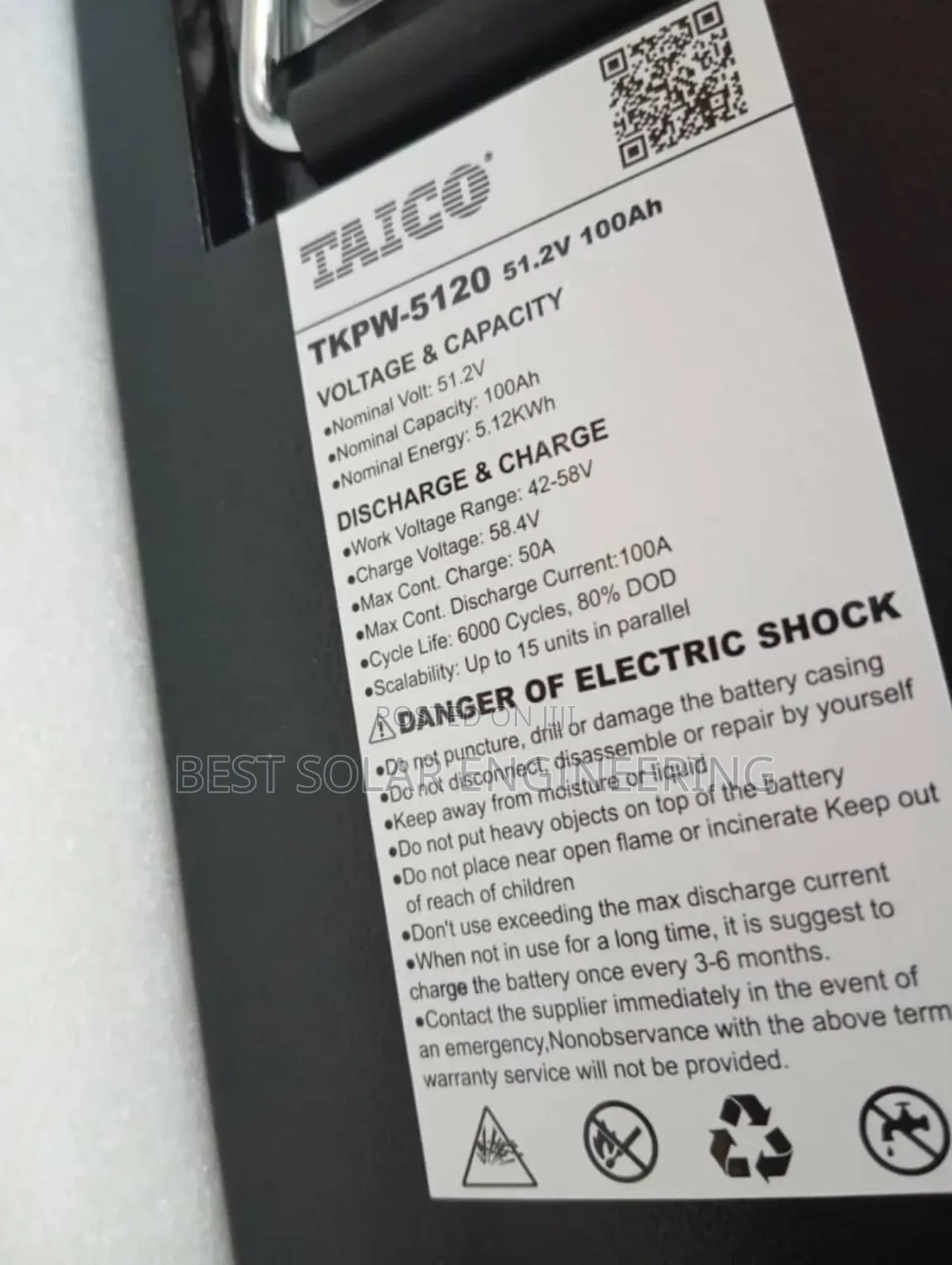 5kwh Lithium Battery 51.2v Taico