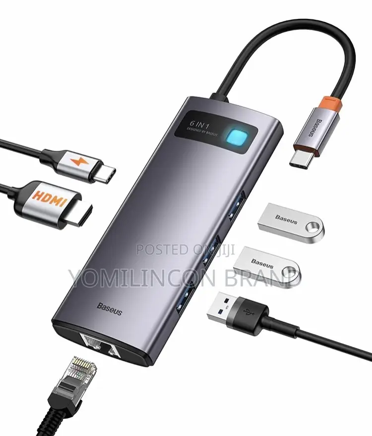 Baseus 6-in-1 USB C Hub, Type C Hub to /30hz HDMI Adapter