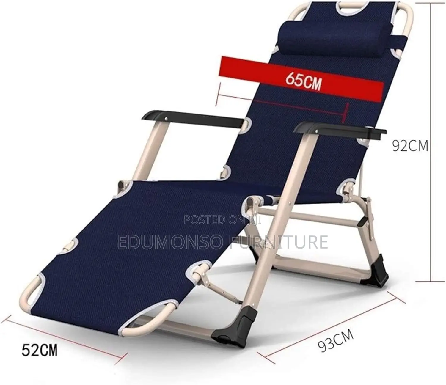 Adjustable Outdoor Relaxing Chair With Cushion- Black