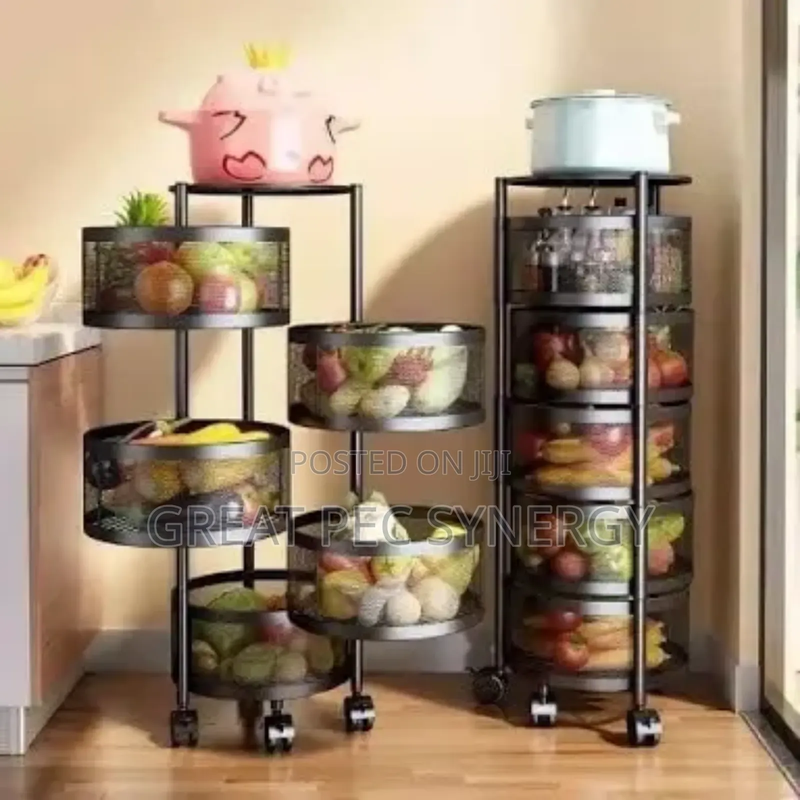 Round Rotating Basket for Fruits and Vegetables - 5 Layers