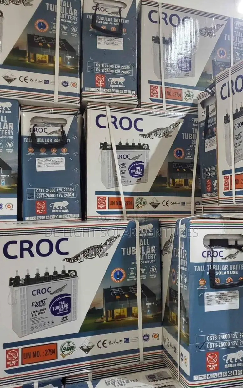 Luxuury Indian 220ah 12V Croc Solar Tubular Battery