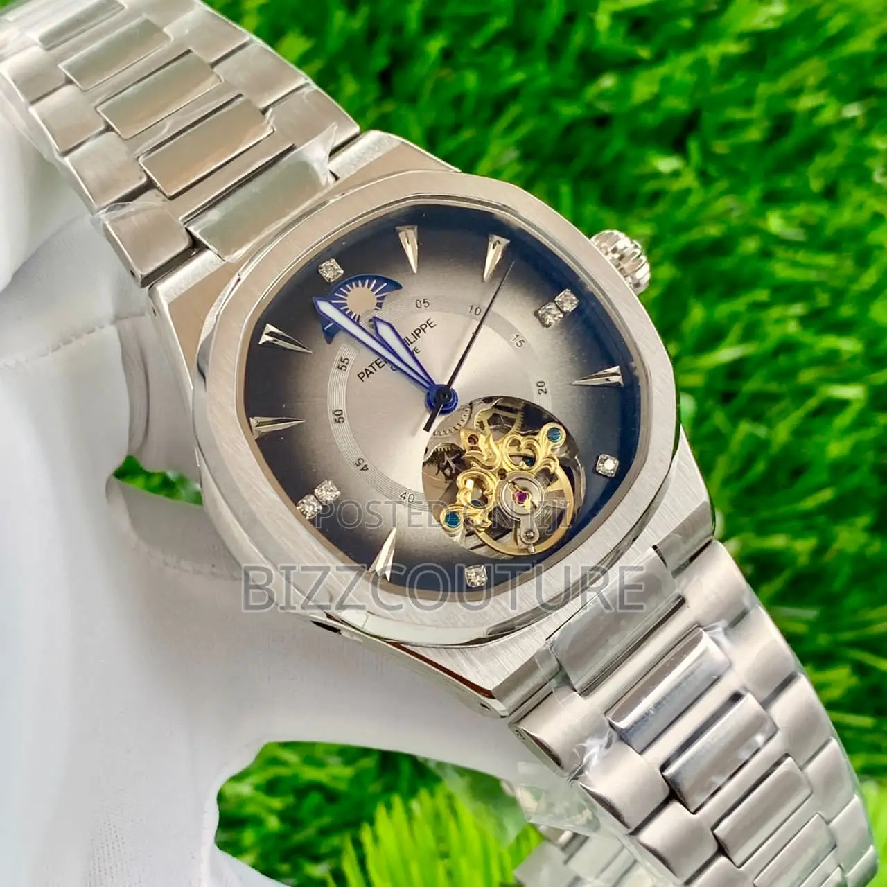 Original Patek Philippe Chronograph Silver Chain Watch