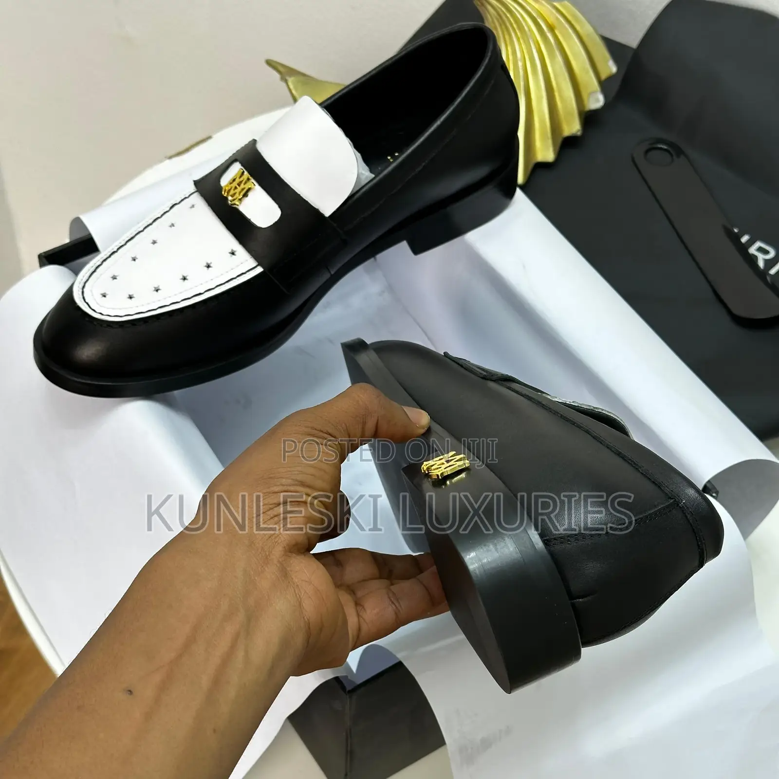 Original Amiri Men Luxury Leather Black White Shoes