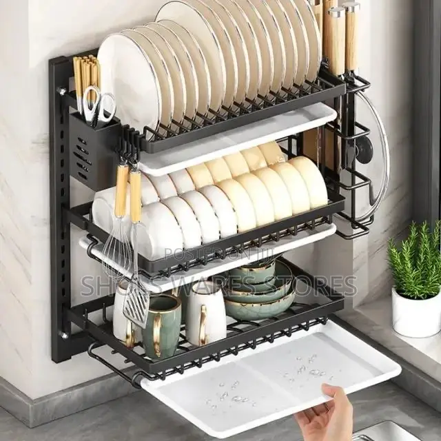Stainless Steel 3 Layer Wall Mounted Dish Rack