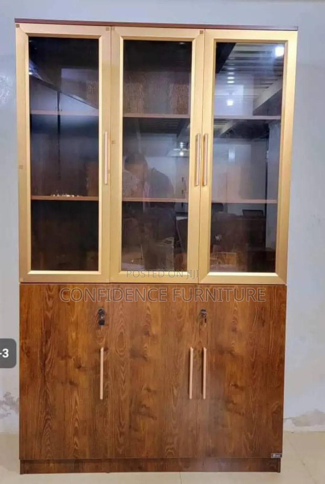 Quality Half Glass, Half Wooden 3door Bookshelf