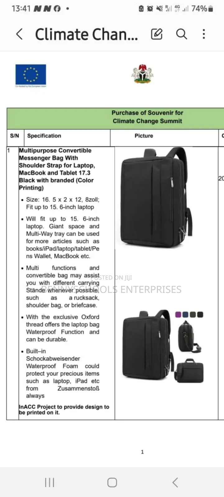 Coolbell Backpack and Shoulder Laptop, Office,Conference Bag
