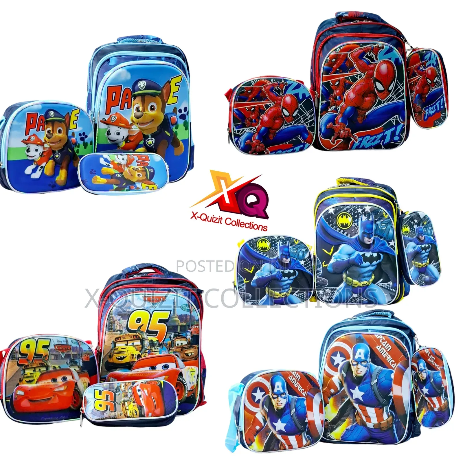 Boys 3pc Character School Bag Set