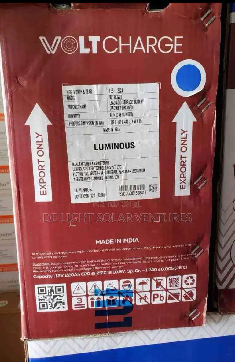 220ah 12V Luminous Tubular Solar Battery
