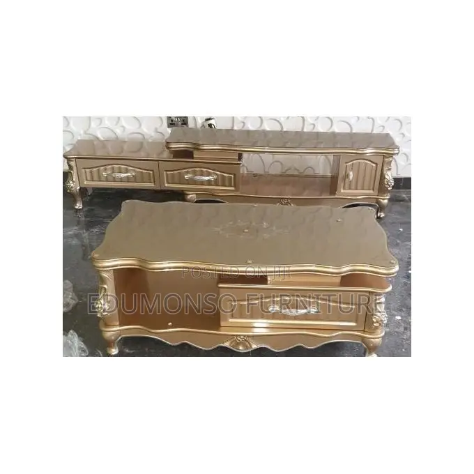 Golden Tv Console Center Table With Drawers(2024 Model)