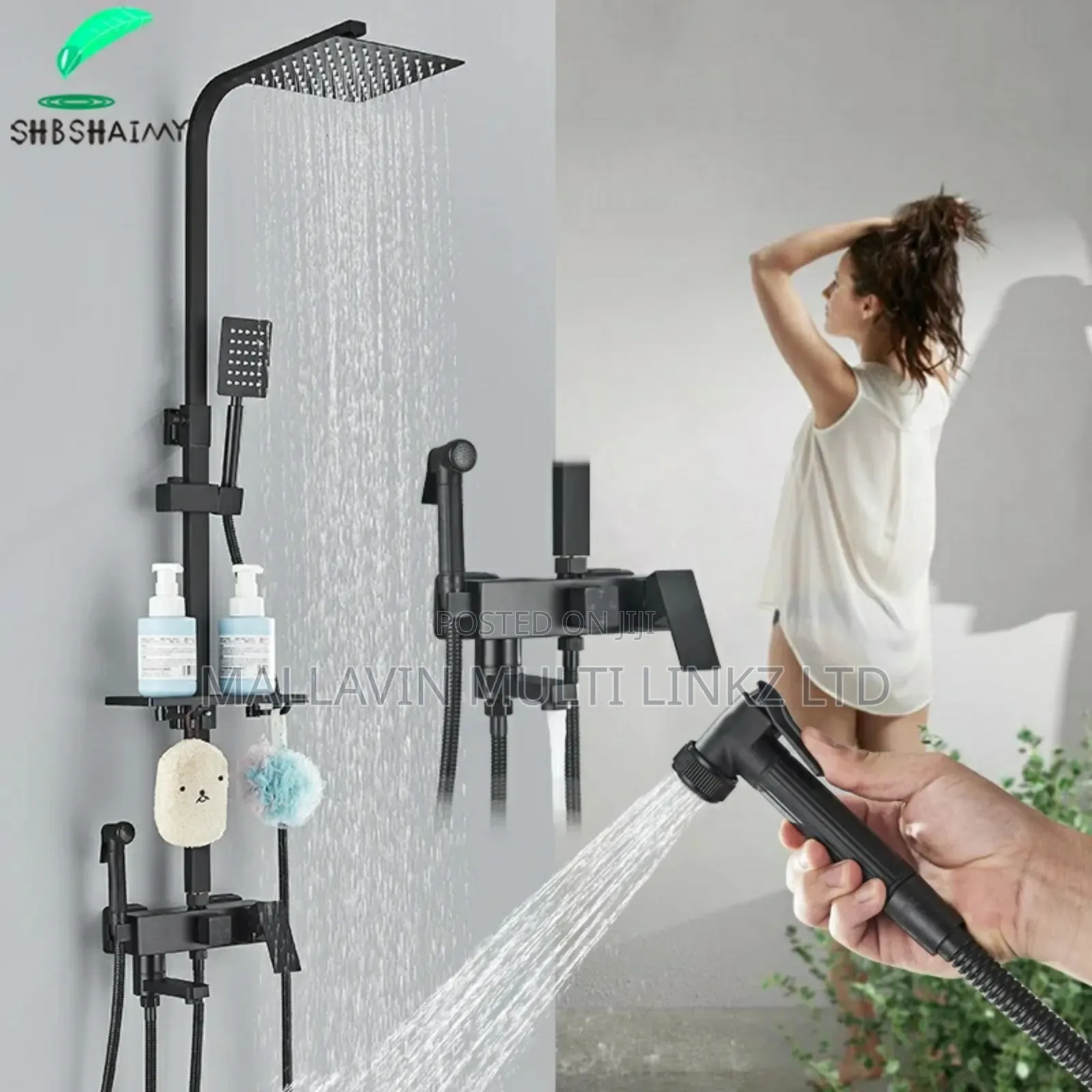 Brass Shower Faucets Bathroom Mixer With Bidet and Shelf