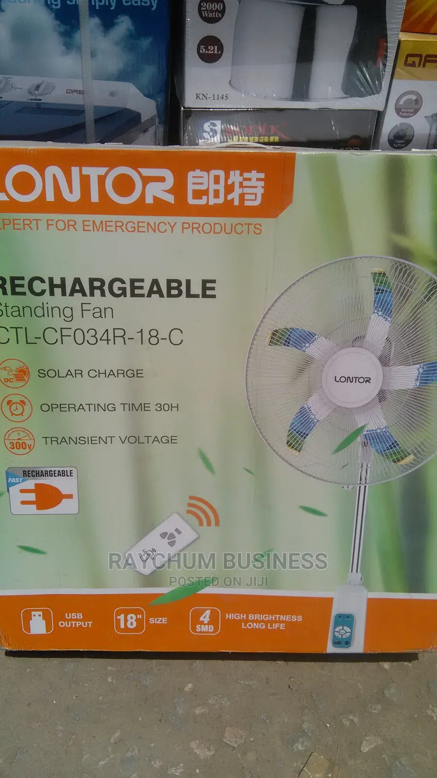 Lonton Rechargeable Fan 18inches With Remote Control