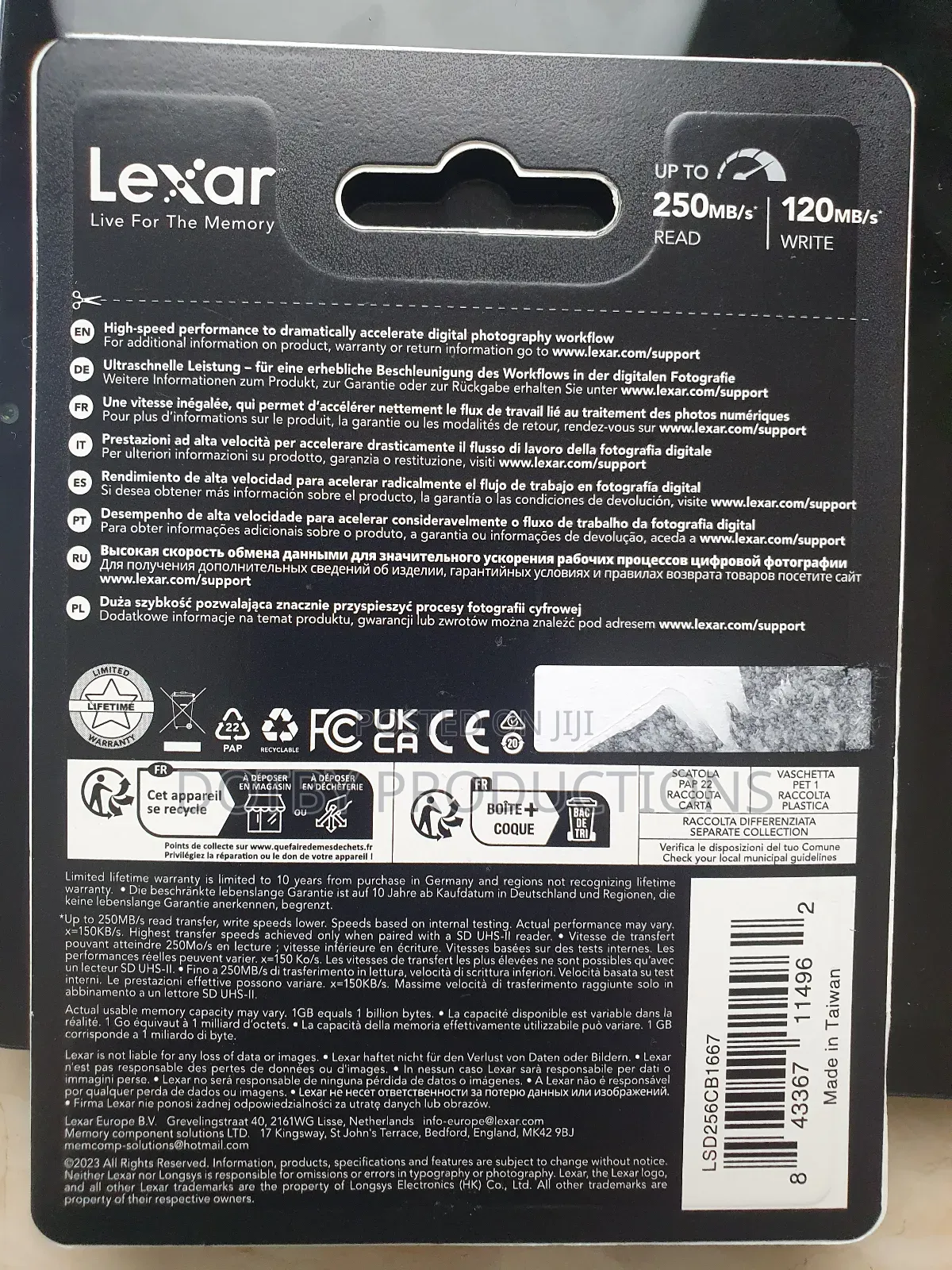 256gb Lexar SDXC UHS-II V60 Memory Card