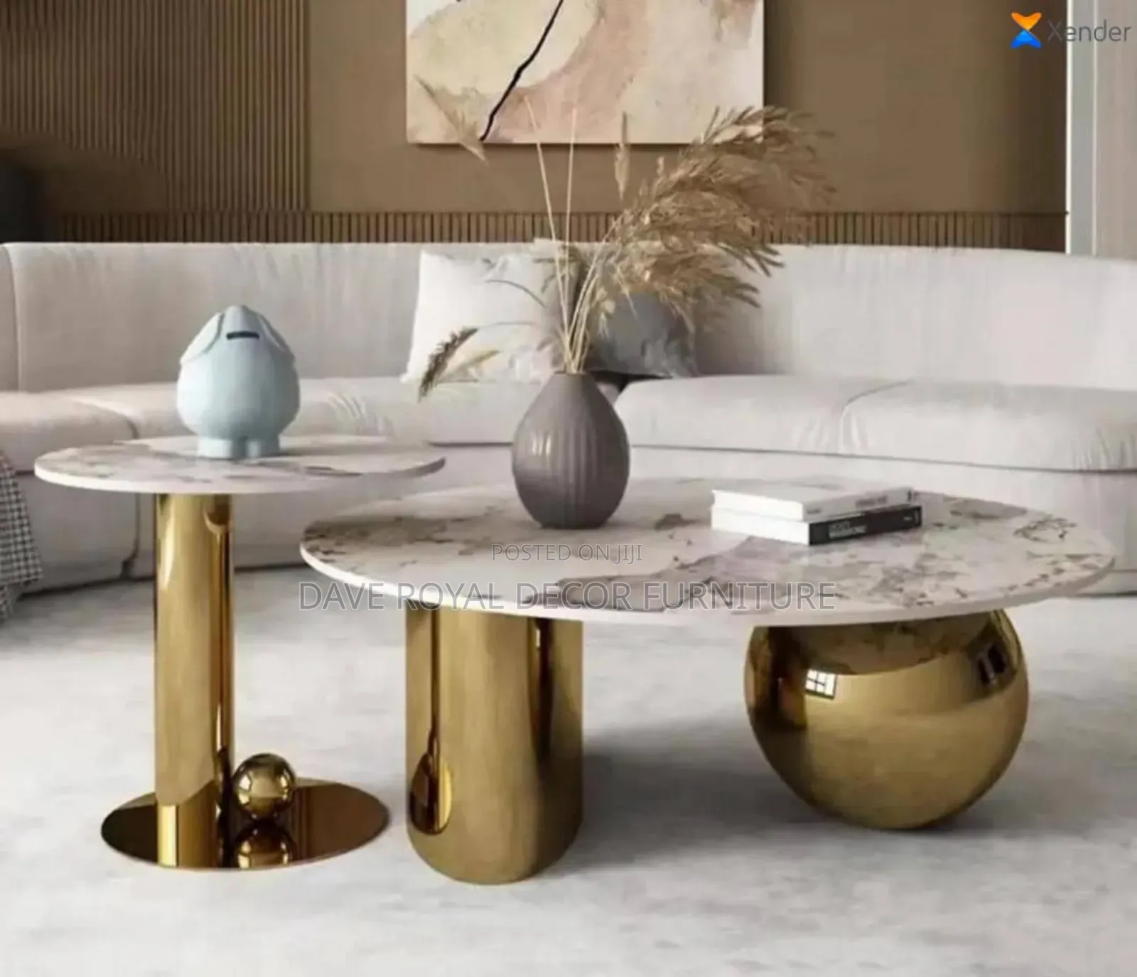 Quality Gold Color Marble Top Center Table