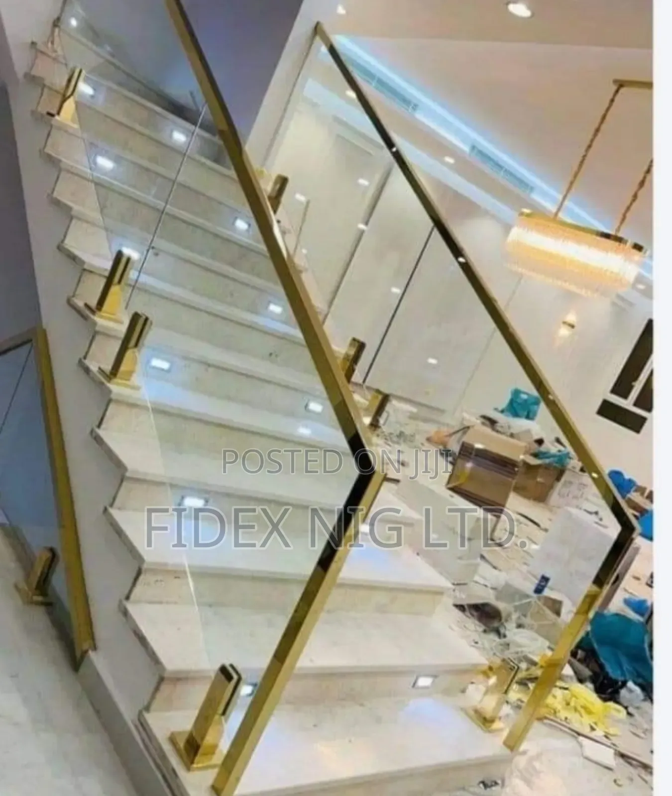 Gold With Tamper Glass Handrail