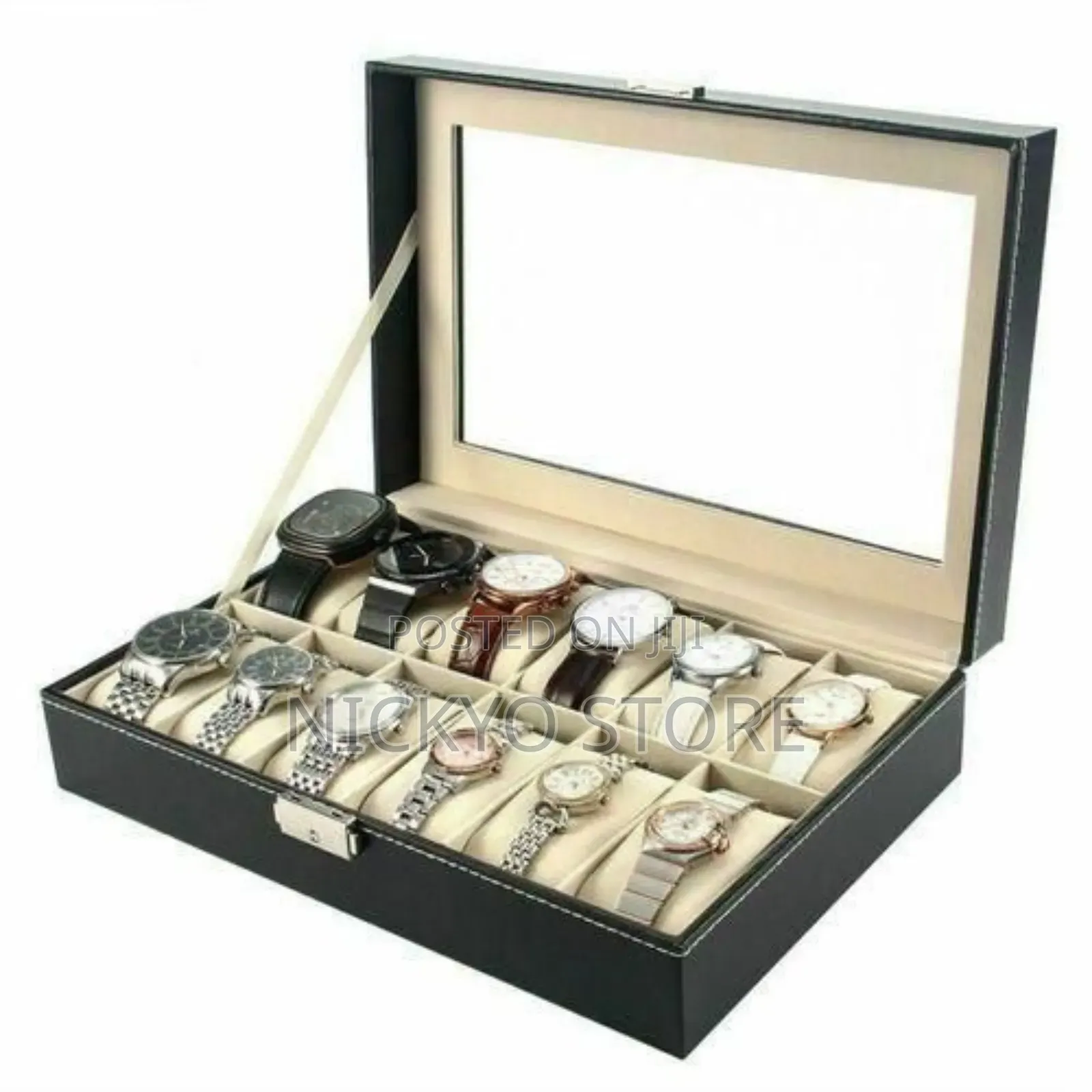 12 Slots Watch Case Display Box Storage Jewelry