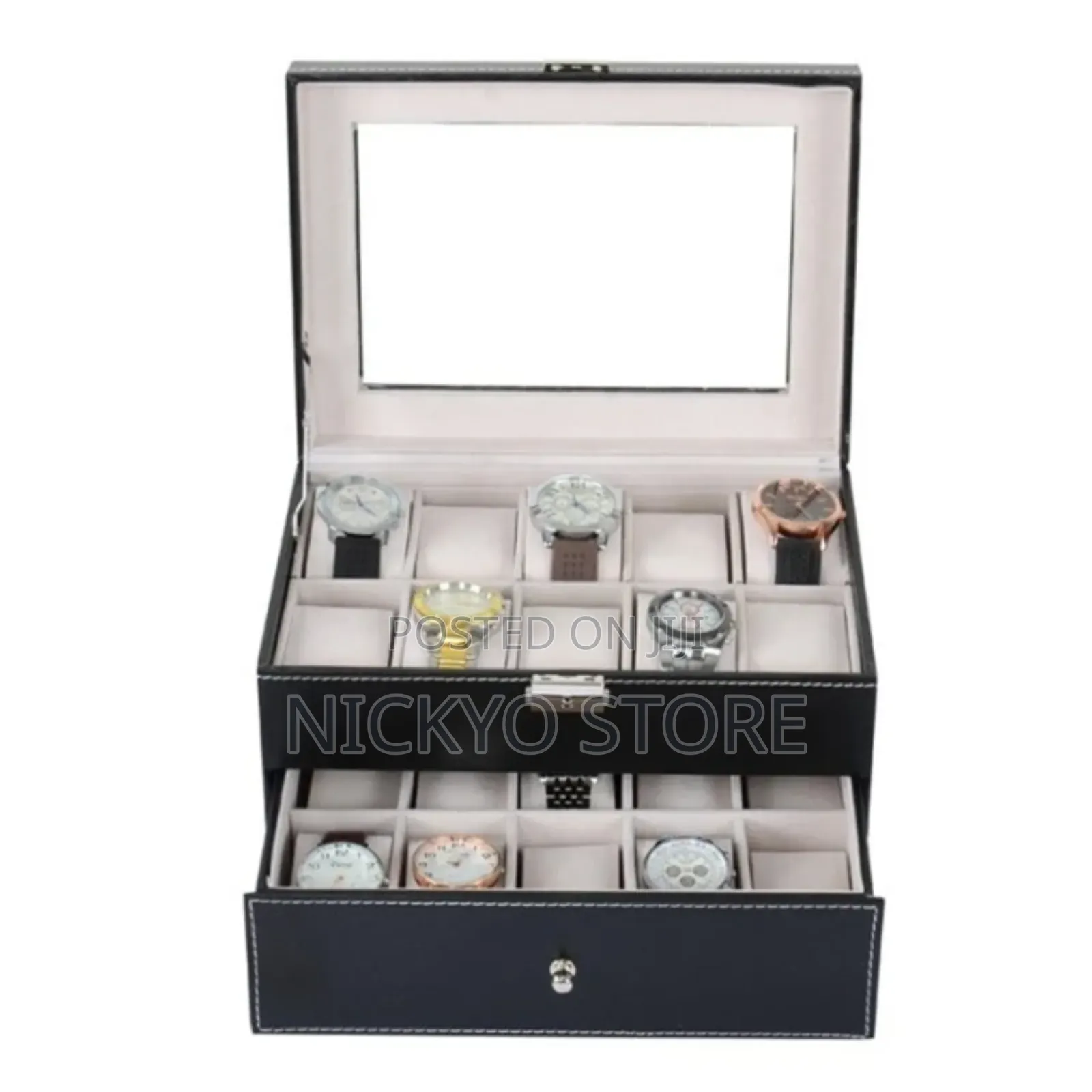 20 Slots Leather Watch Boxes Case