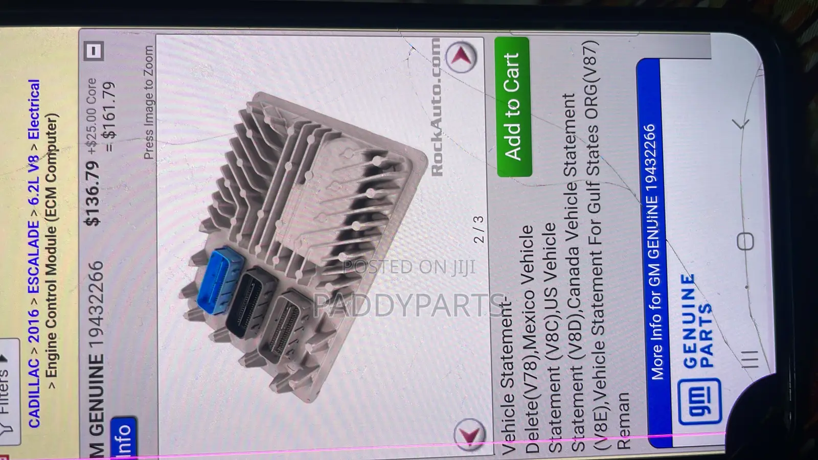 Cadillac Escalade Engine Control Module/Brain Box ECU