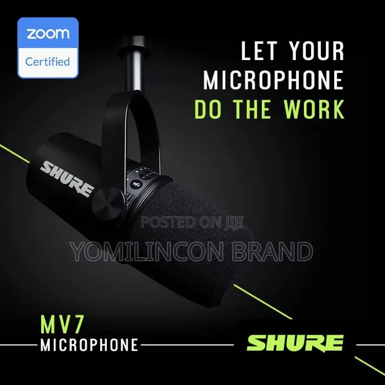 Shure MV7 XLR/USB Dynamic Podcasting Microphone (Black)