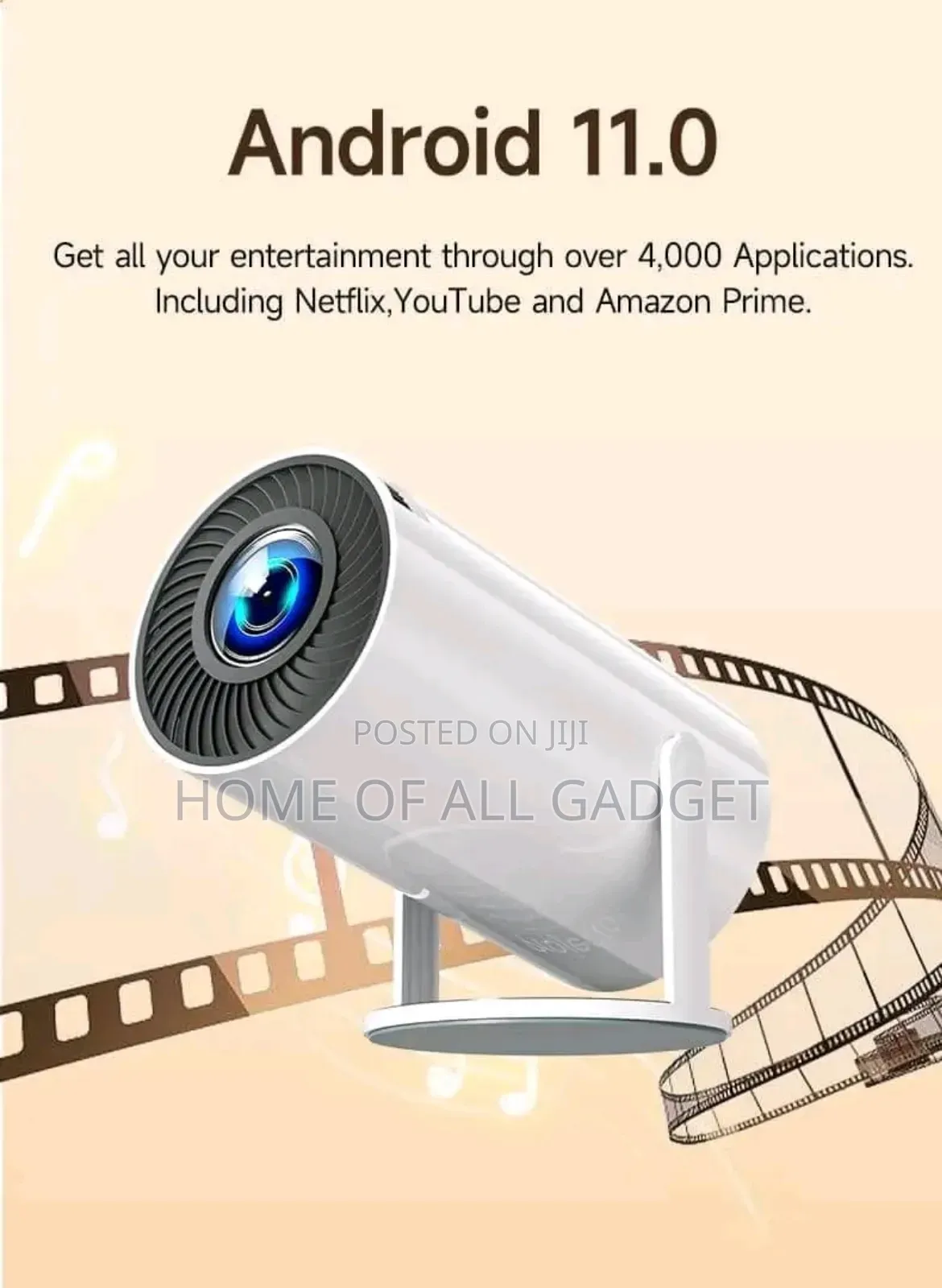Portable Projector Wifi6 5.0 Android 11. Movie Projector