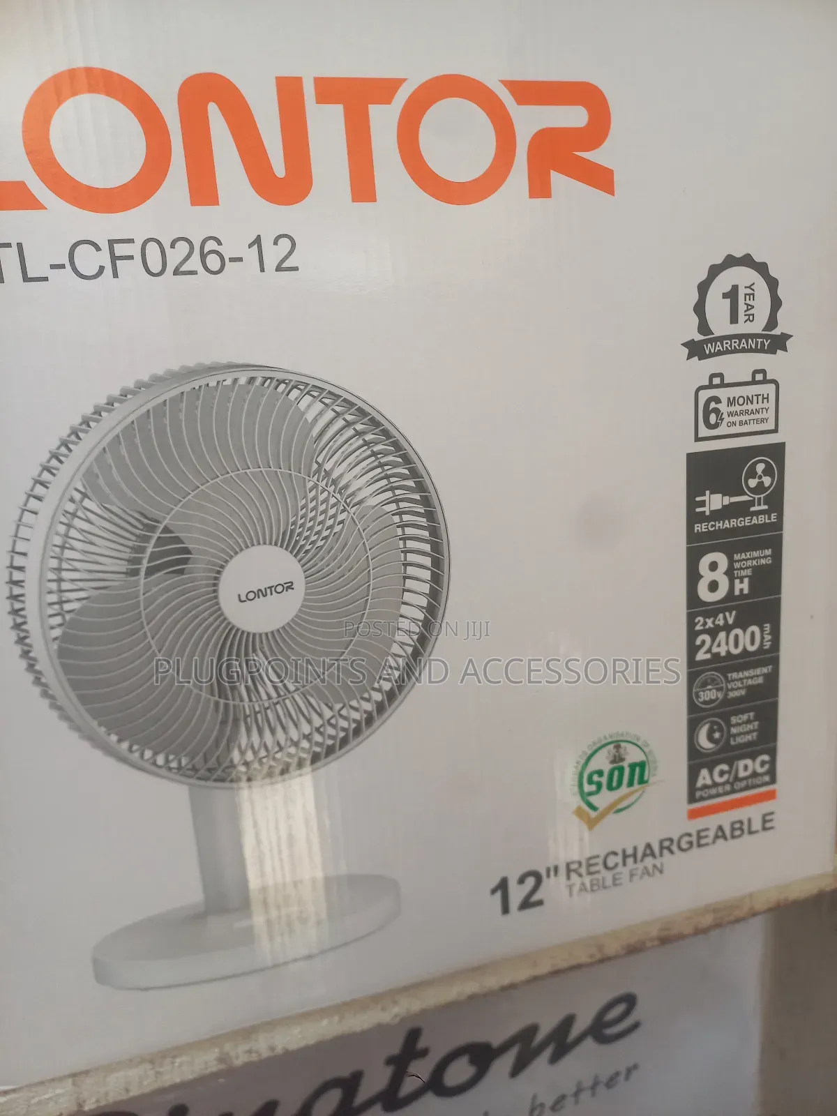 12" Lontor CTL-Cf026-12 Rechargeable Tanle Fan Clearance Sales