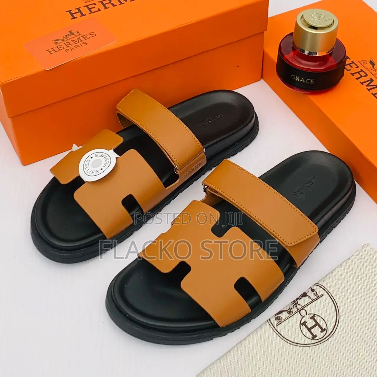 Original Hermes Leather Slippers